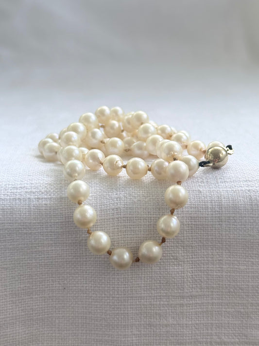 .375 .53cm long .9ct gold heirloom pearlescent pearl string of luxury real pearls necklace