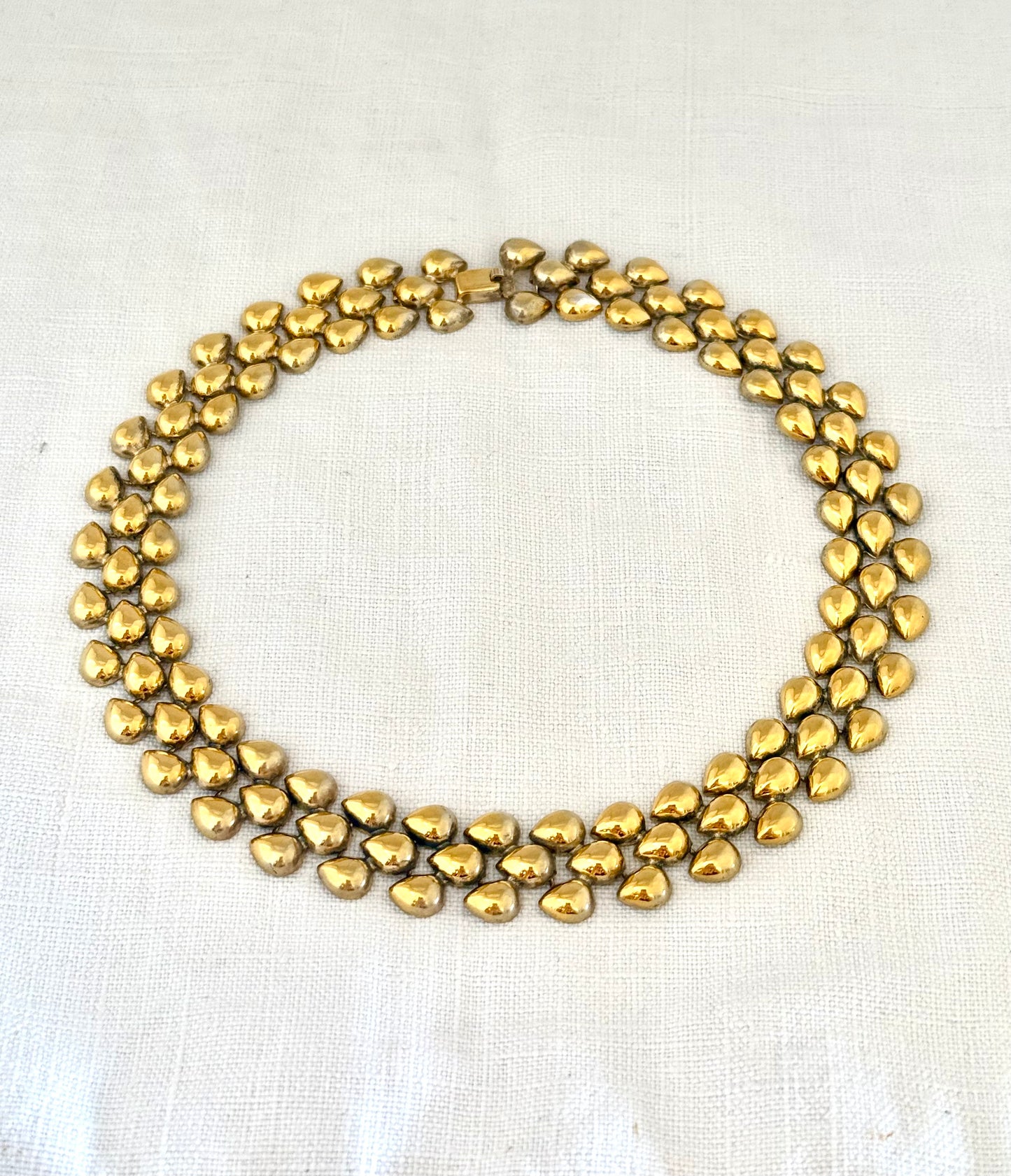 .1950s .835 gold fill modernist choker chain European silver fancy form necklace