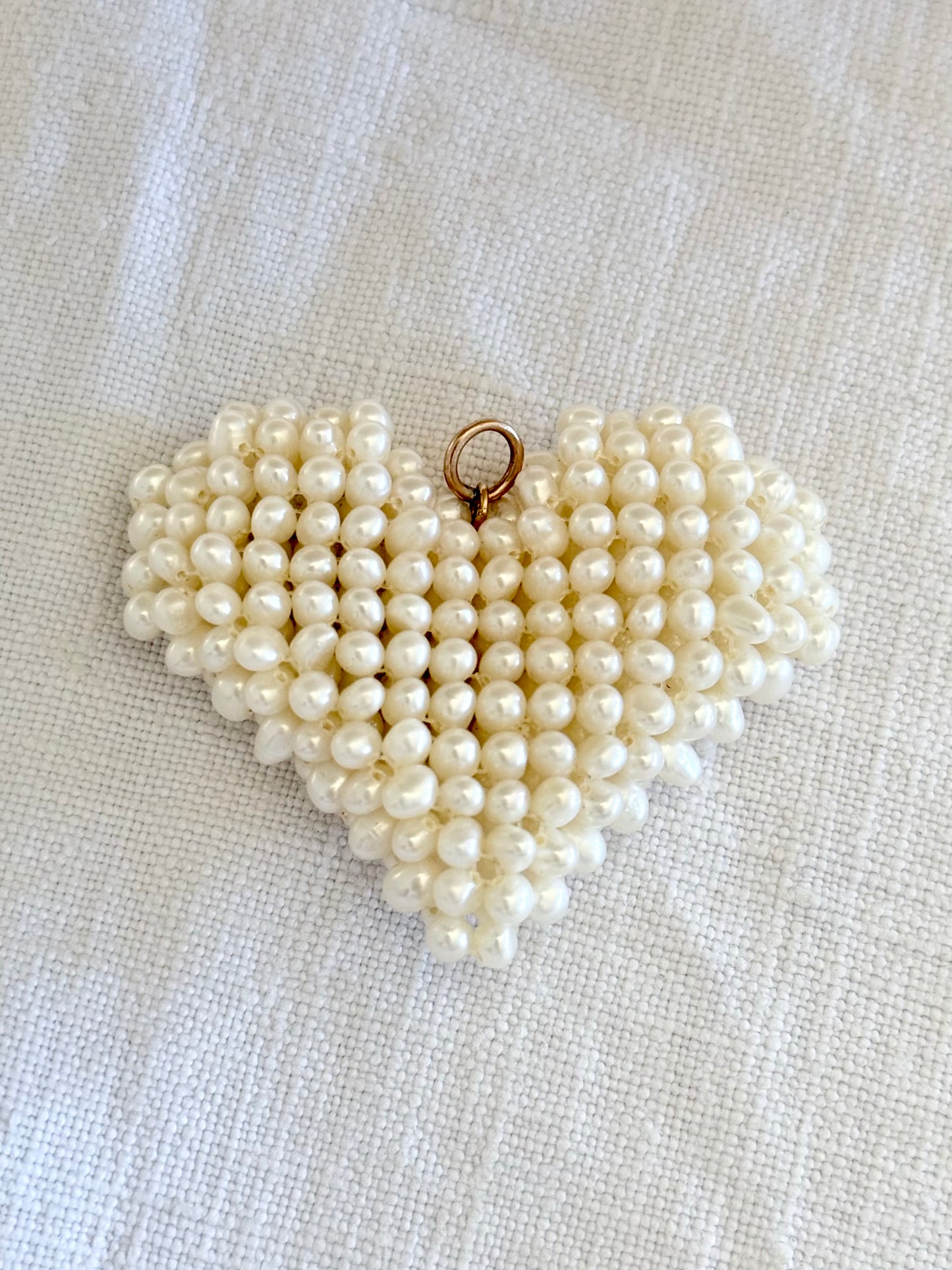 .1950s .1960s .1980s cultured pearl crochet heart modern pop art oversized real pearls and gold heart pendant
