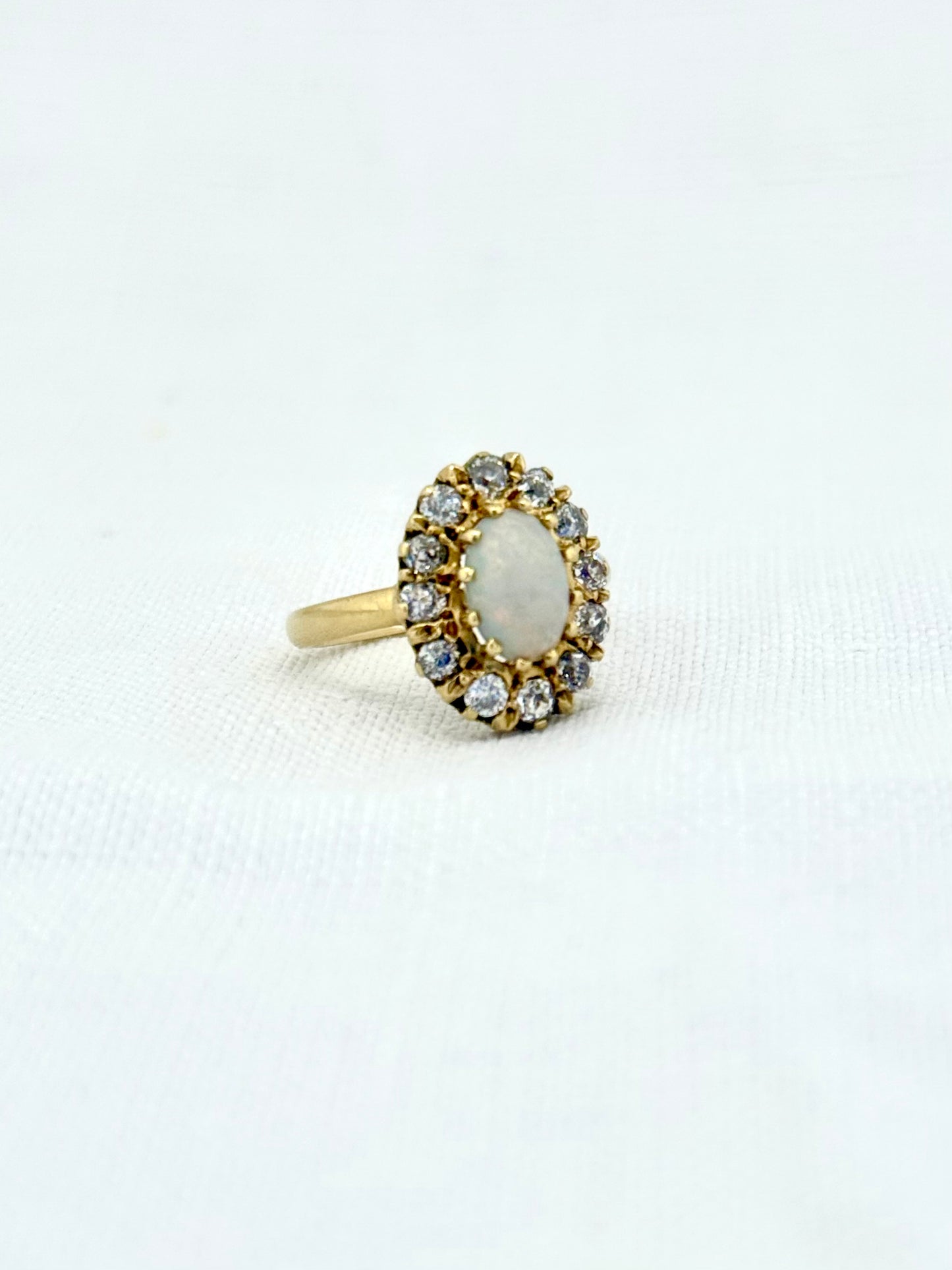 .18ct .12 diamonds 1900s magnificent antique Edwardian Opal and Diamond halo rosette beautiful heirloom dress ring