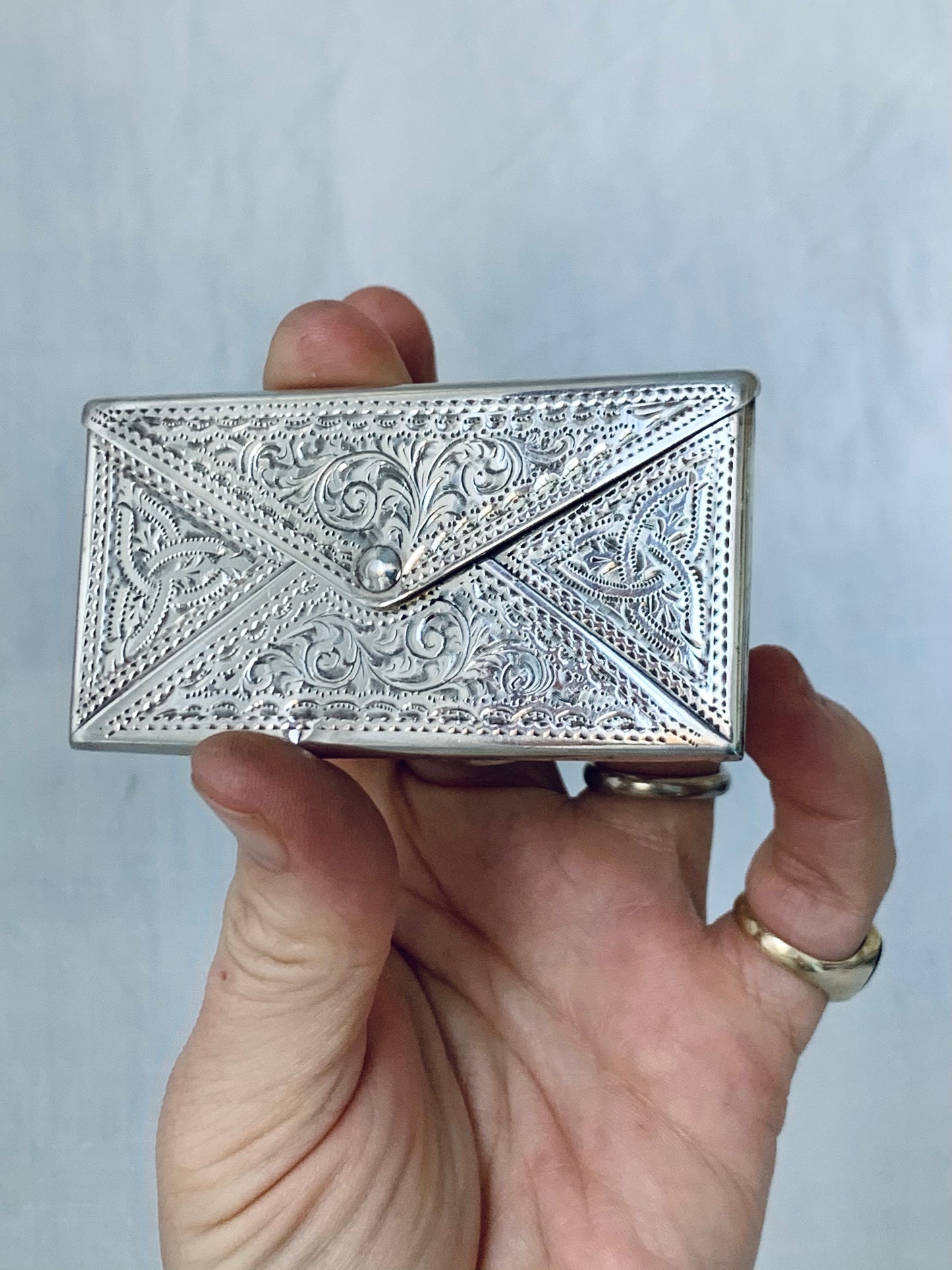 .925 1923 Art Deco Victorian revival Novelty sterling silver hallmarked envelope calling card case