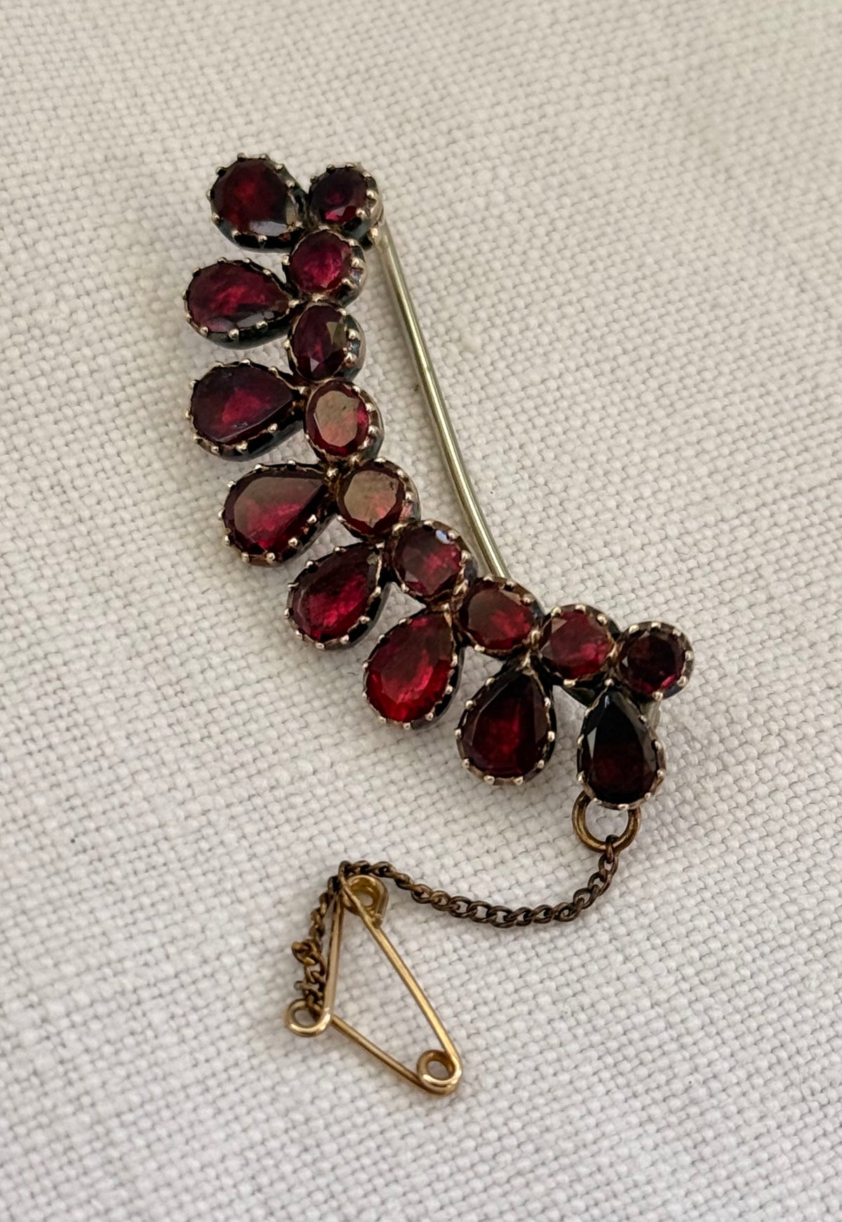 .14ct .1800s antique Georgian flat top Garnet gemstone heirloom gold tiara brooch