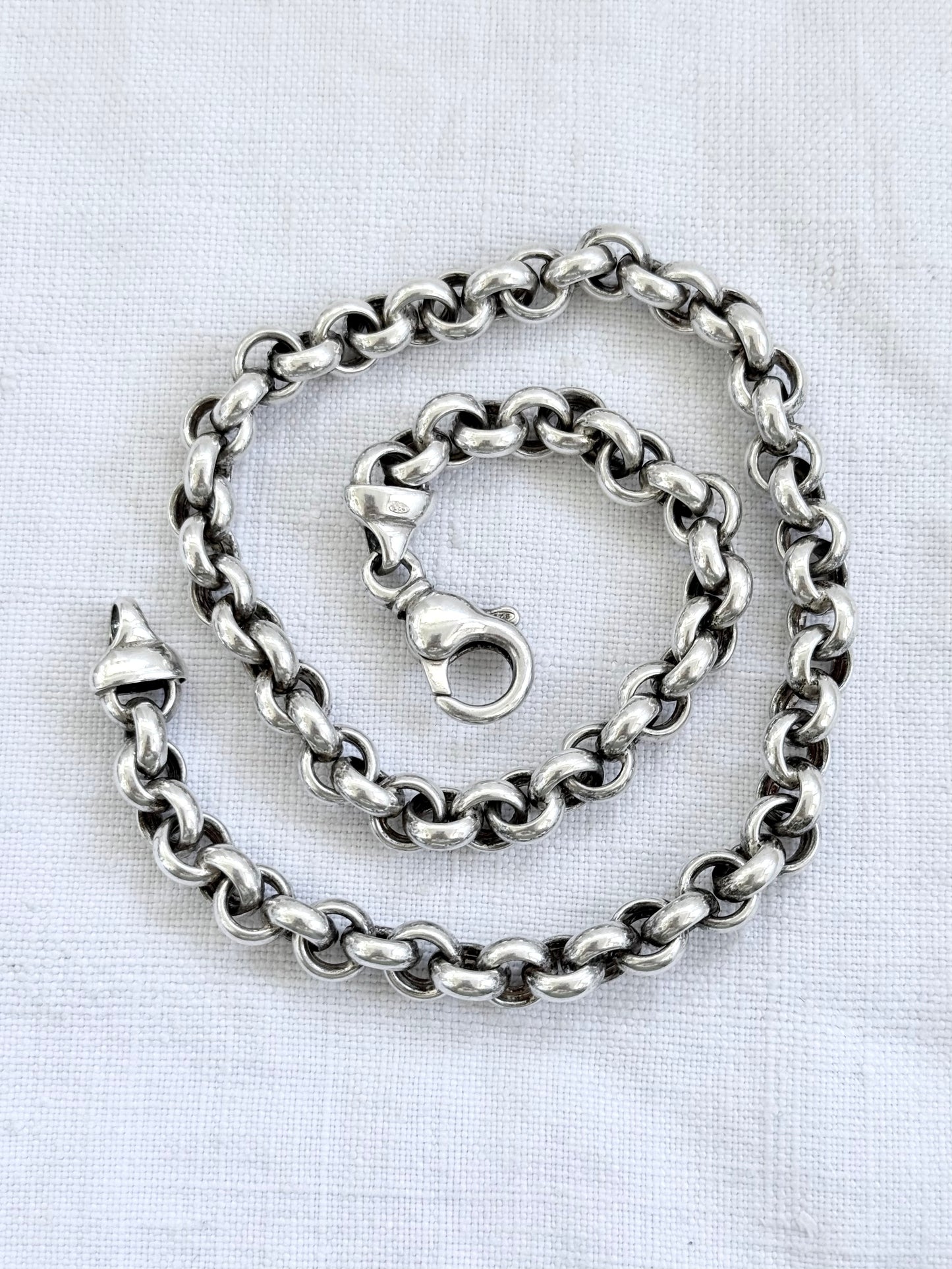 .925 classic modernist silver set chunky sterling silver oversized Rolo link modern lobster clasp modern silver chain necklace