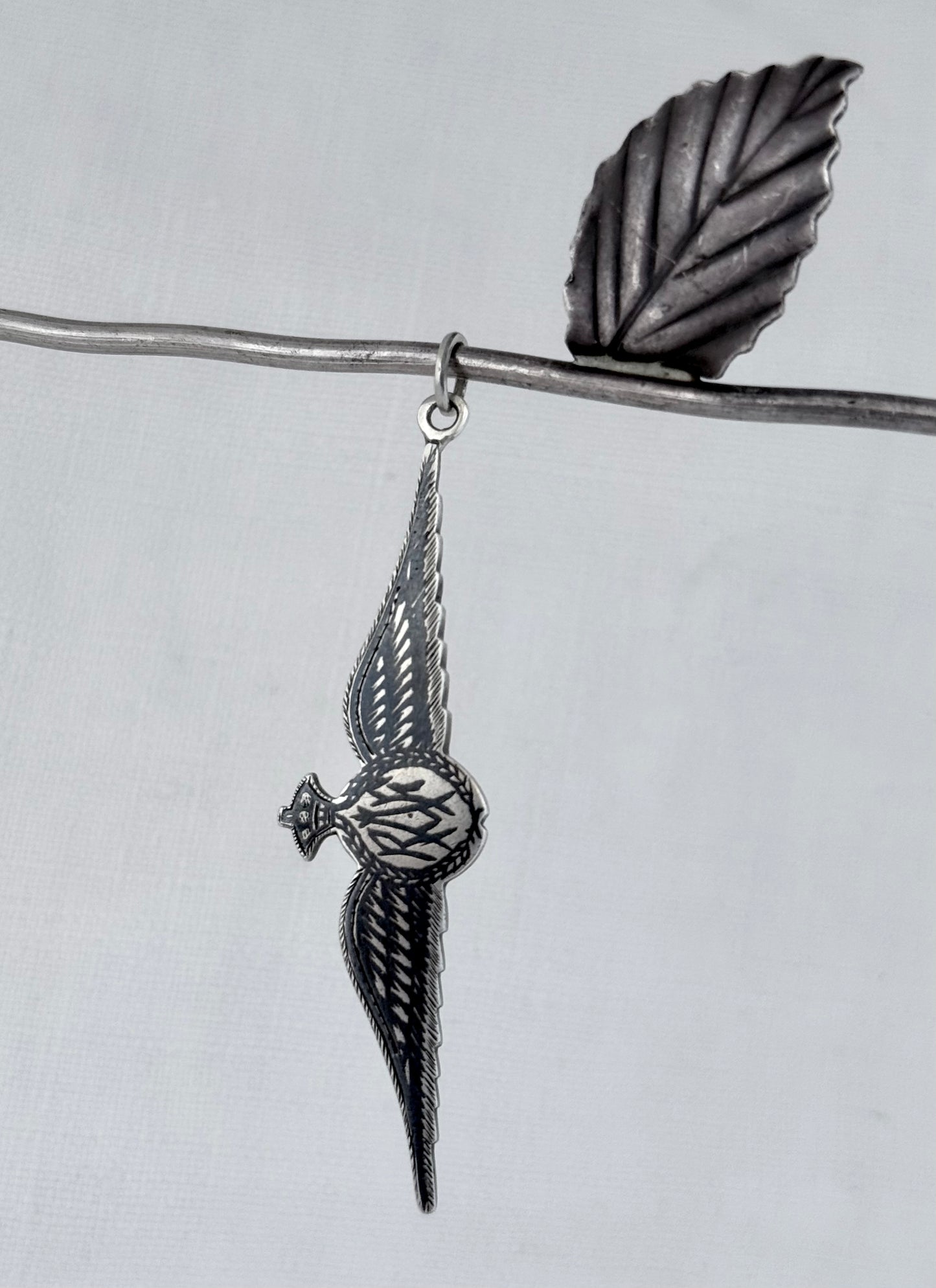 .1940s .925 silver and Niello rare WWII Royal Air Force Pilot’s Wing Sweetheart pendant