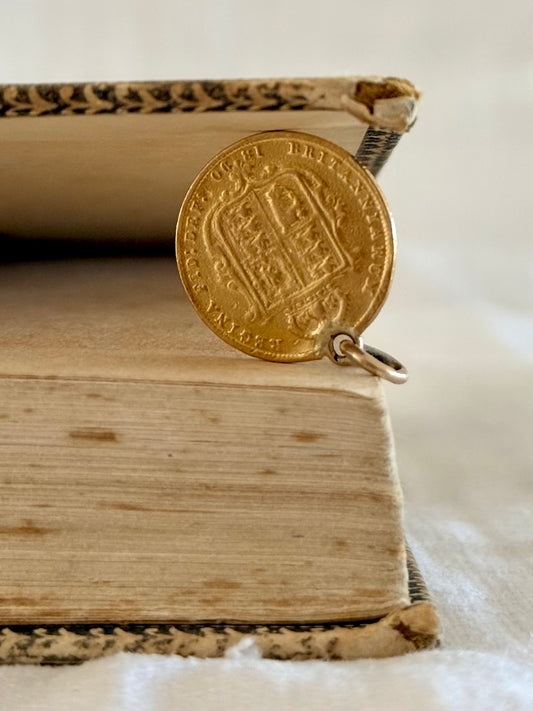 .1890 .22ct gold true antique half sovereign Victorian fine gold coin pendant