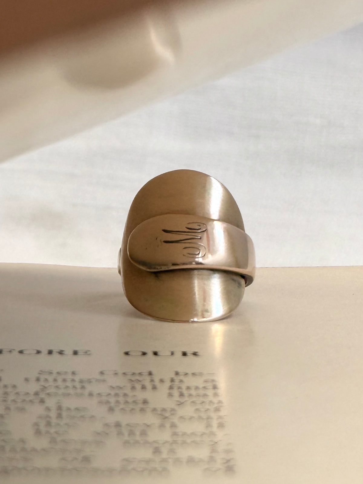 .1920s .375 .9ct solid rose gold rare treasure salt spoon signet ring