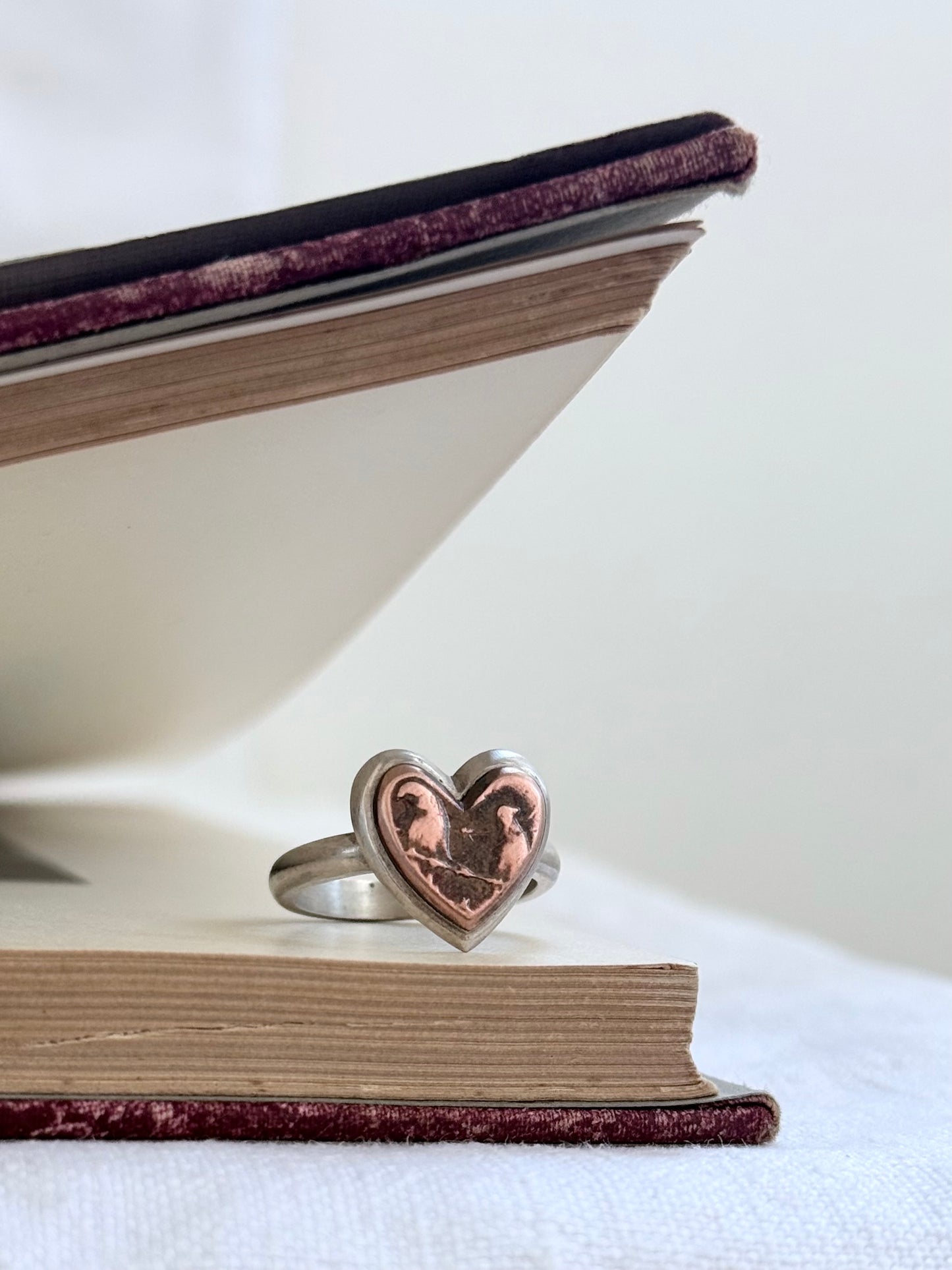 .925 .1970s .1980s South African artisan made historical heart 1cent coin signet ring