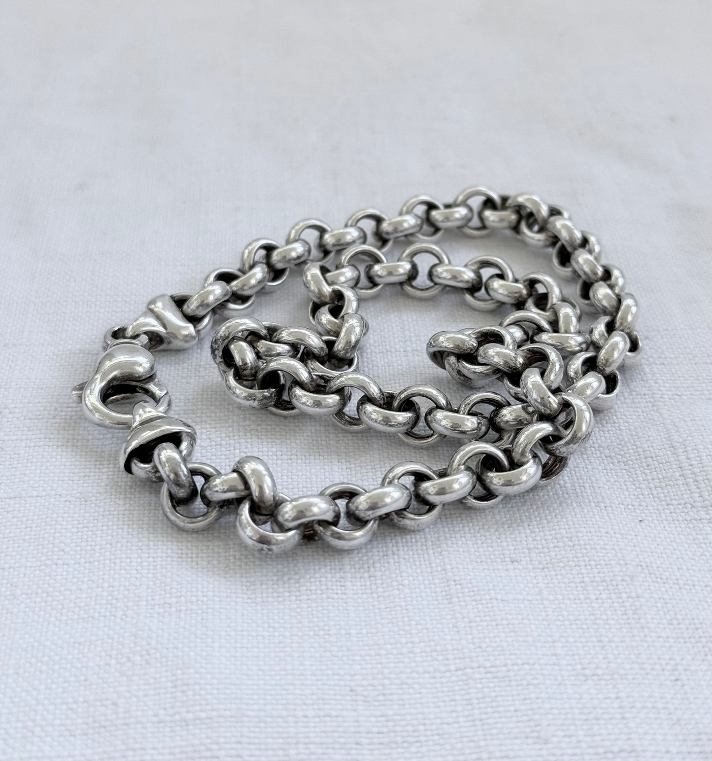 .925 classic modernist silver set chunky sterling silver oversized Rolo link modern lobster clasp modern silver chain necklace