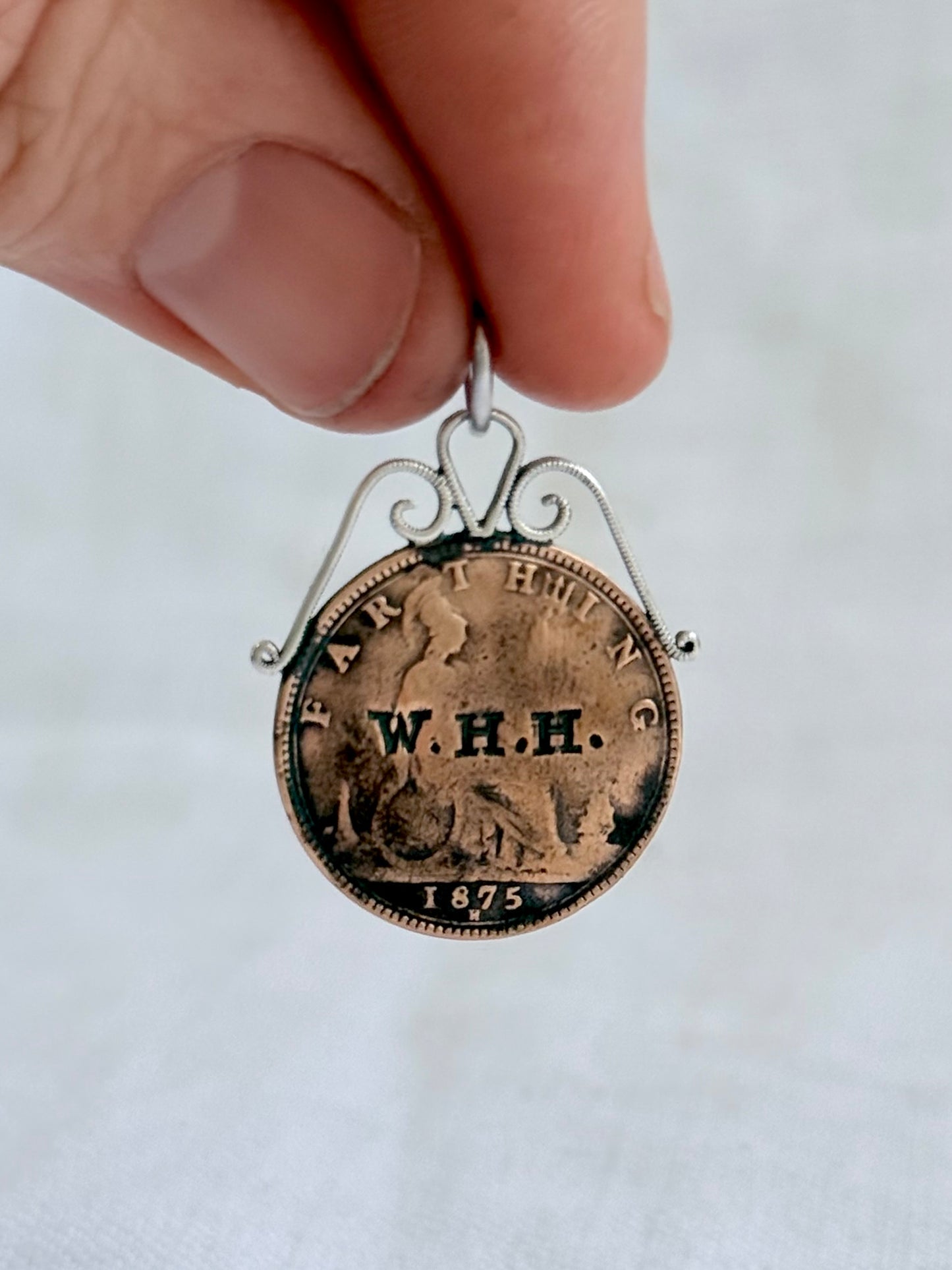.1875 antique English Queen Victoria Love Token 1 Farthing antique sweetheart coin token pendant