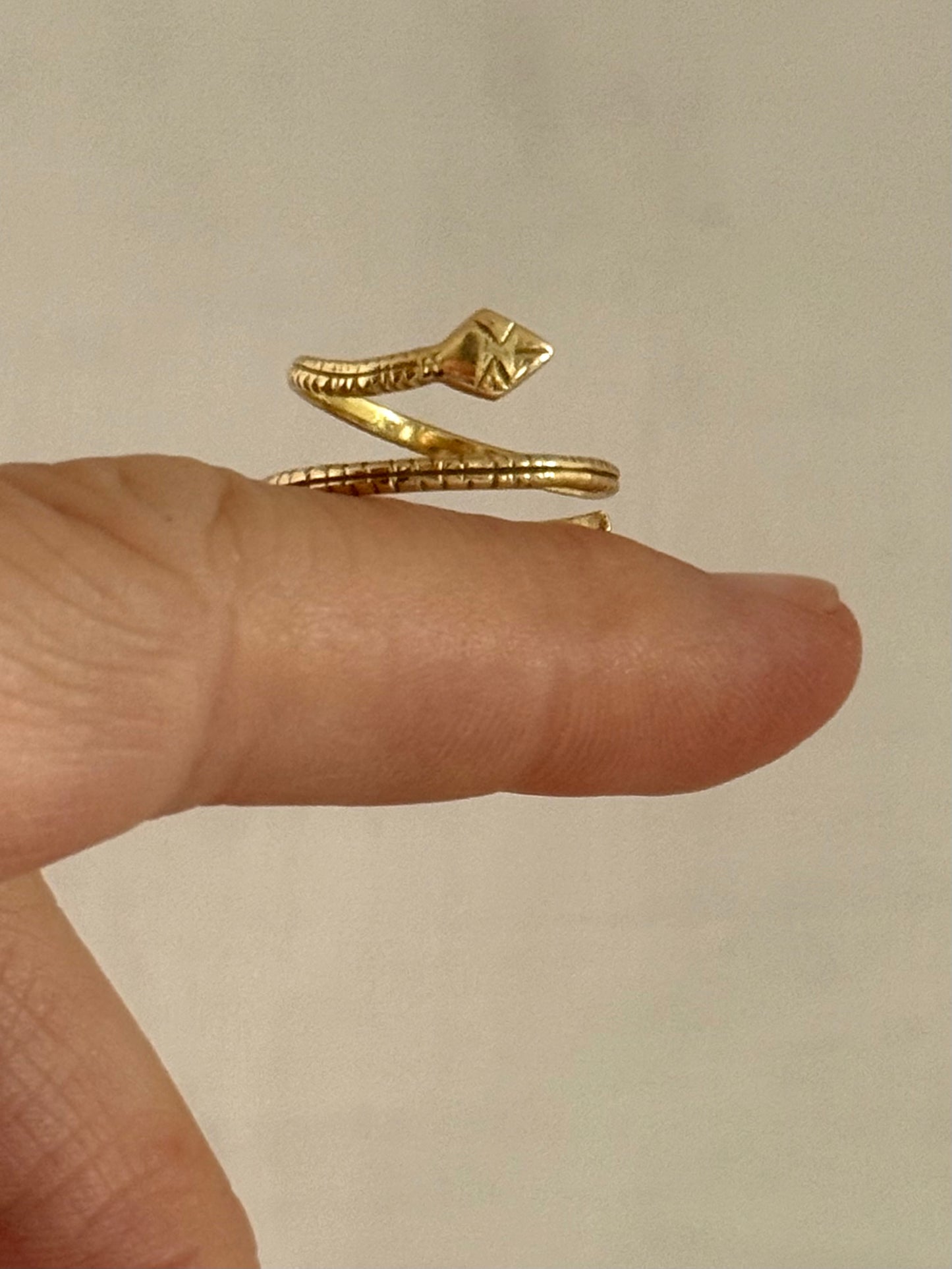 .1910s .1920s .20ct .833ct Arts & Crafts hand made high carat gold coiled serpent snake ring