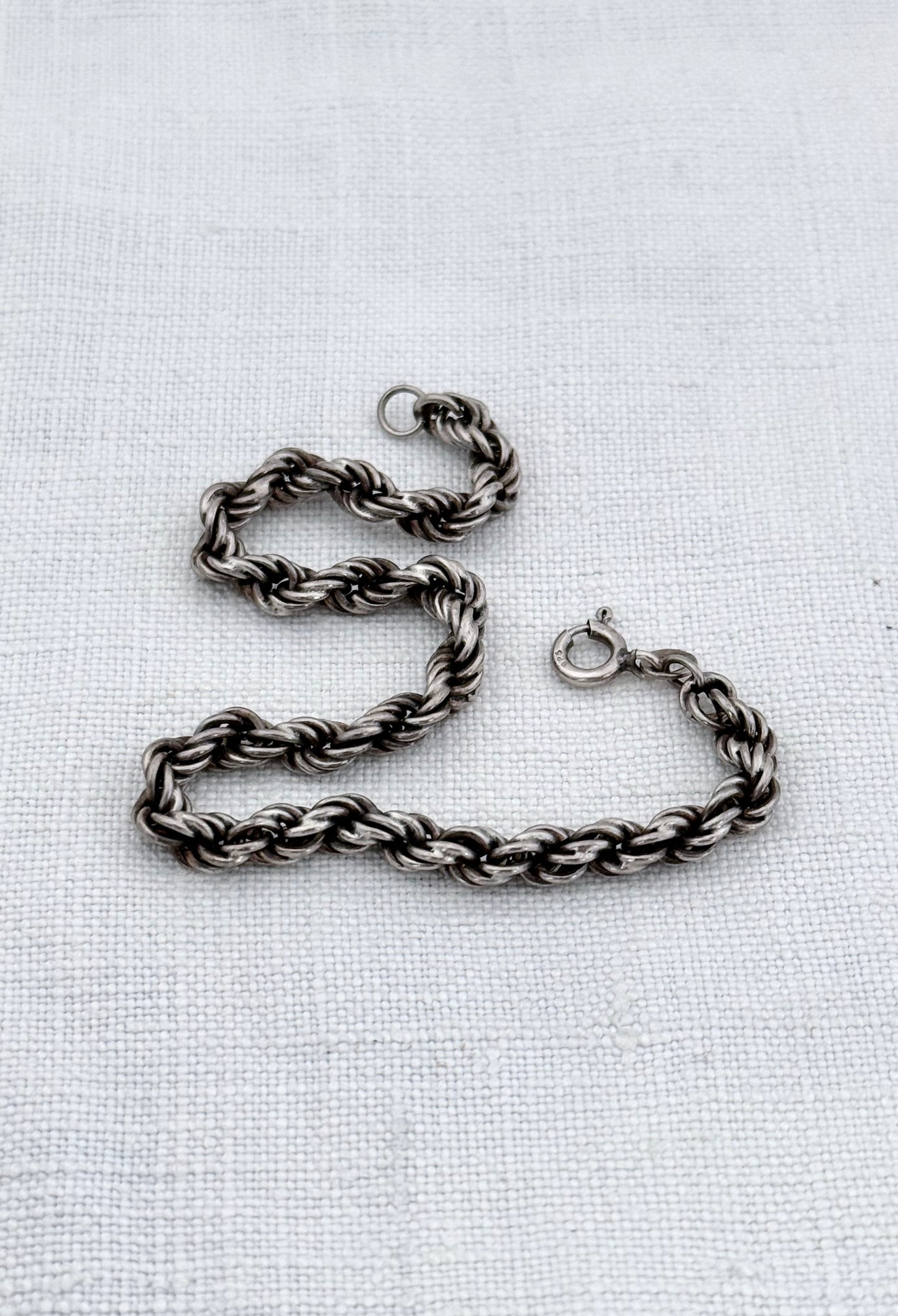 .18.5cm .925 rope weave chunky silver chain bracelet