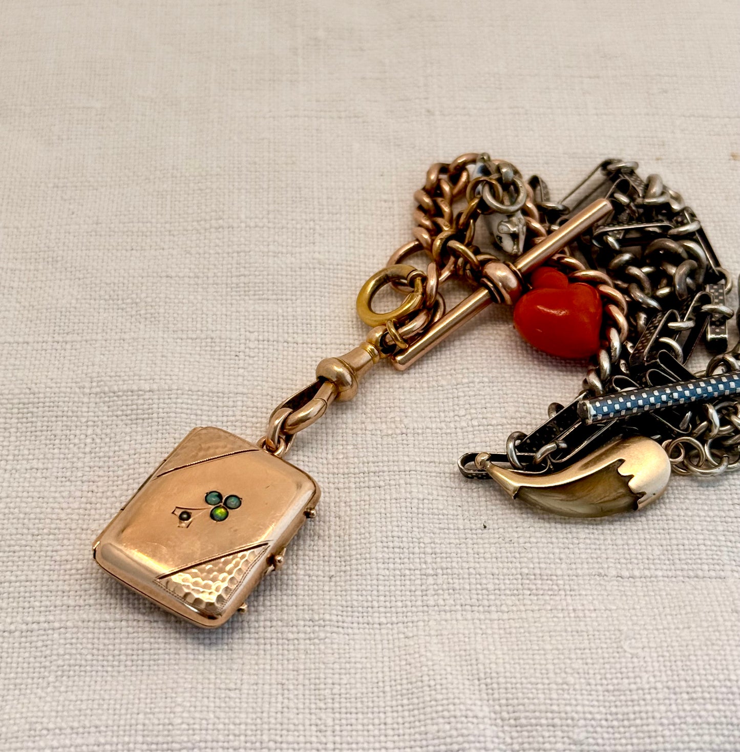 .1890s .1900s antique Victorian to Edwardian exquisite Rose Gold Cased photo locket with Opals and Pearl flower decal and Onyx gemstone back