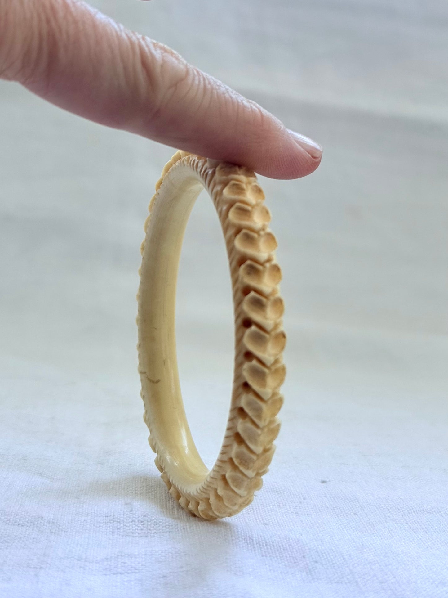 .1800s antique Victorian Romantic hearts love token pre ban ivory bone hand carved Victorian hearts finely pierced high detail carved ivory bone heirloom stack bangle