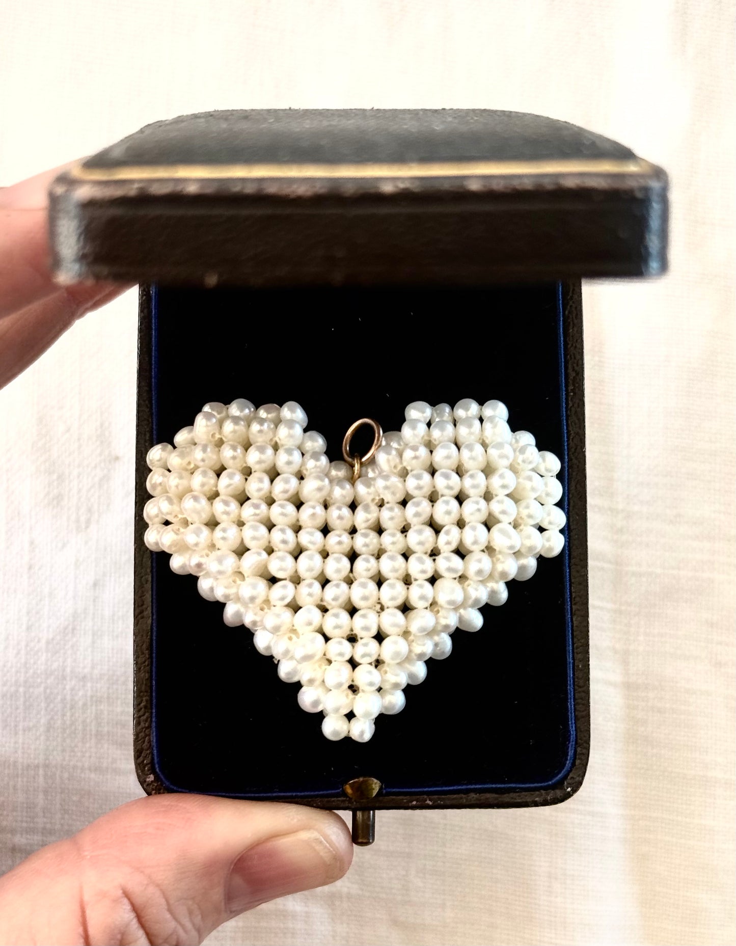 .1950s .1960s .1980s cultured pearl crochet heart modern pop art oversized real pearls and gold heart pendant