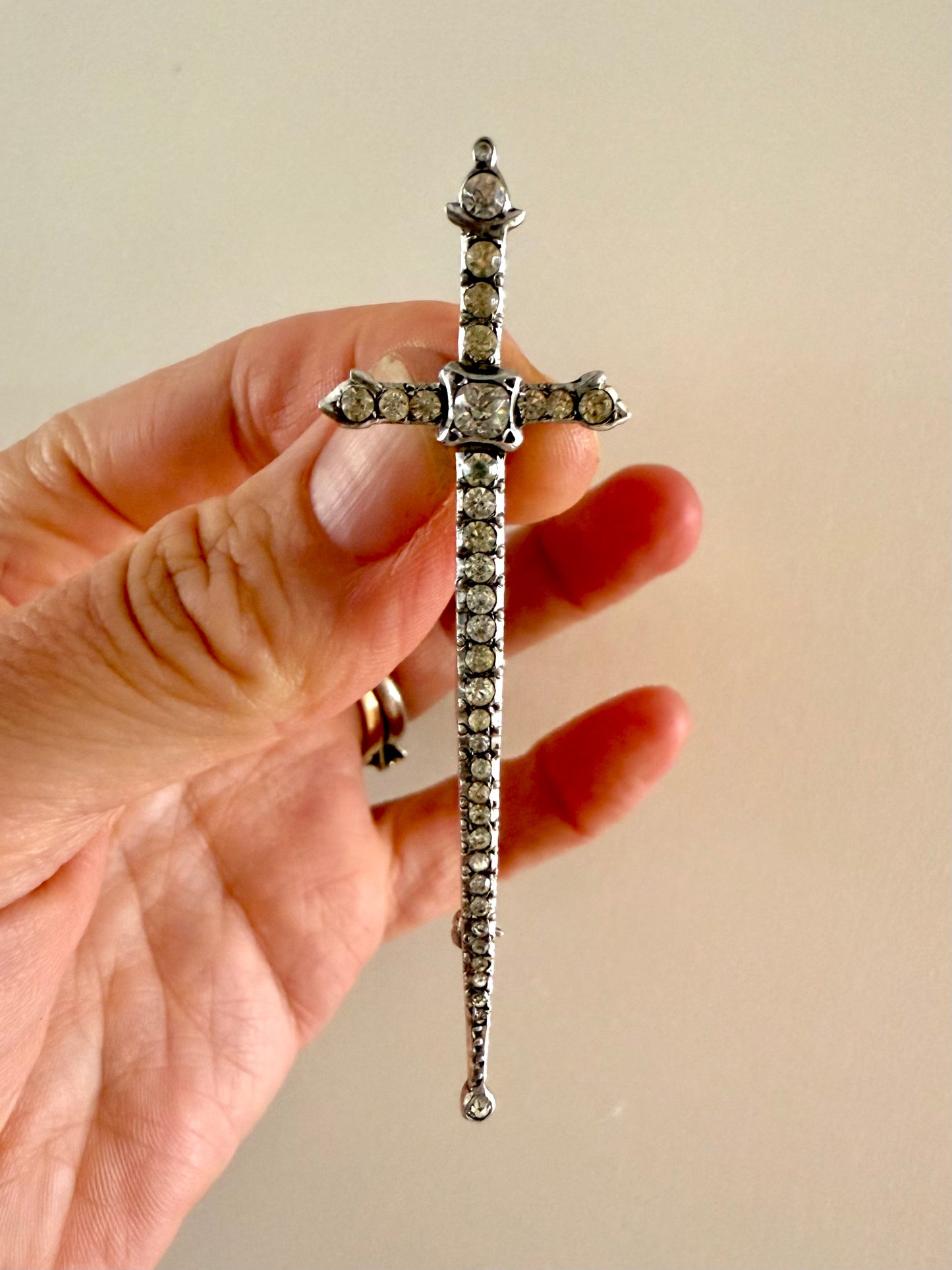 .925 1890s 1900s 1920s Dagger brooch Victorian revival diamond paste highly collectable sterling silver Sword Dagger brooch pin