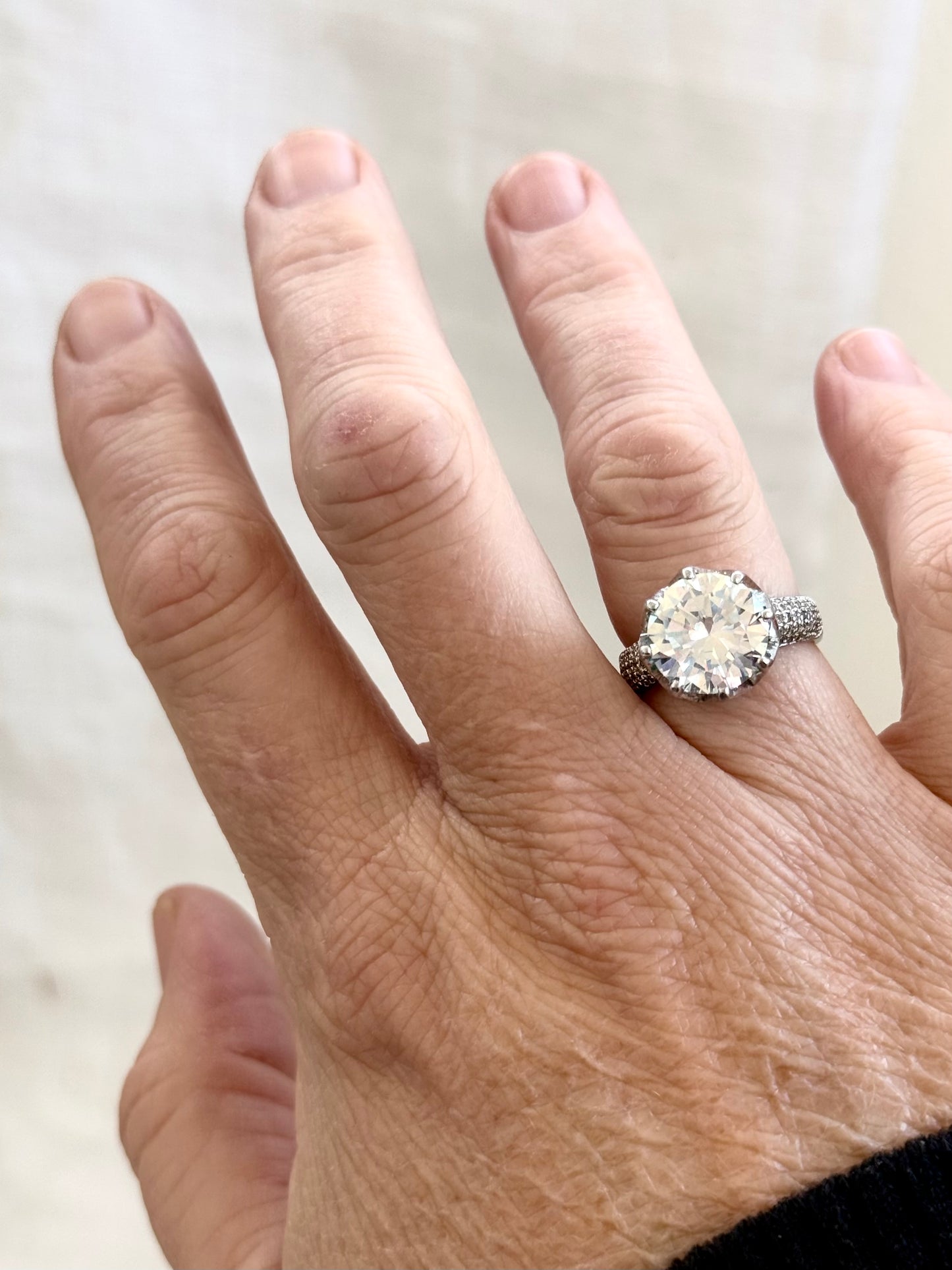 .1950s revival .925 architectural large flower silver beautiful modernist diamanté clear stone high rise pave set geometric large cocktail dress ring