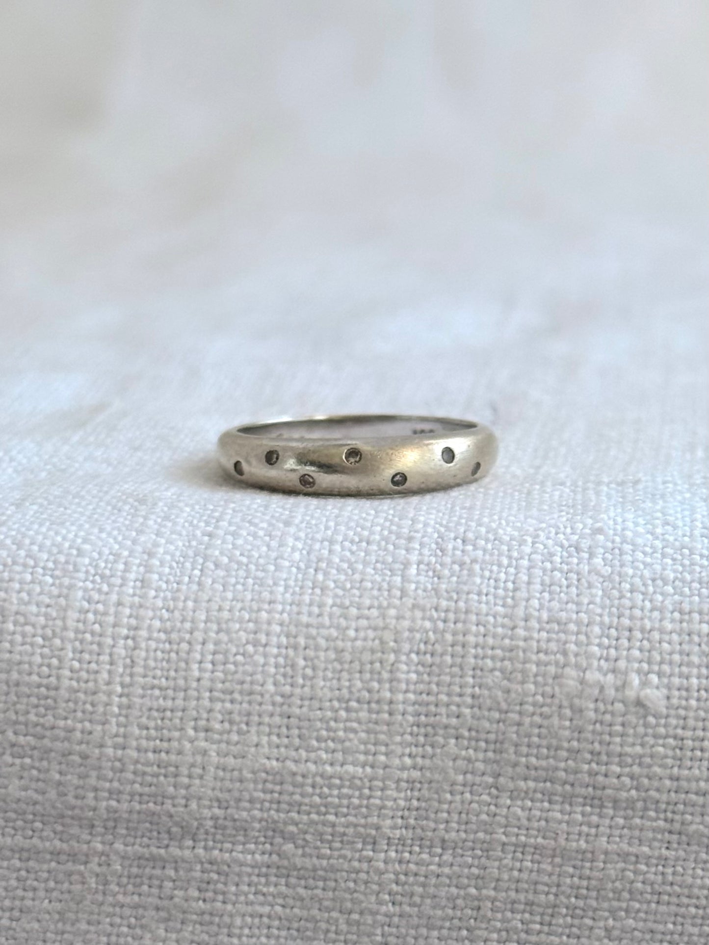 .375 .7 diamond .9ct gold modernist luxury white gold scattered diamond eternity ring band