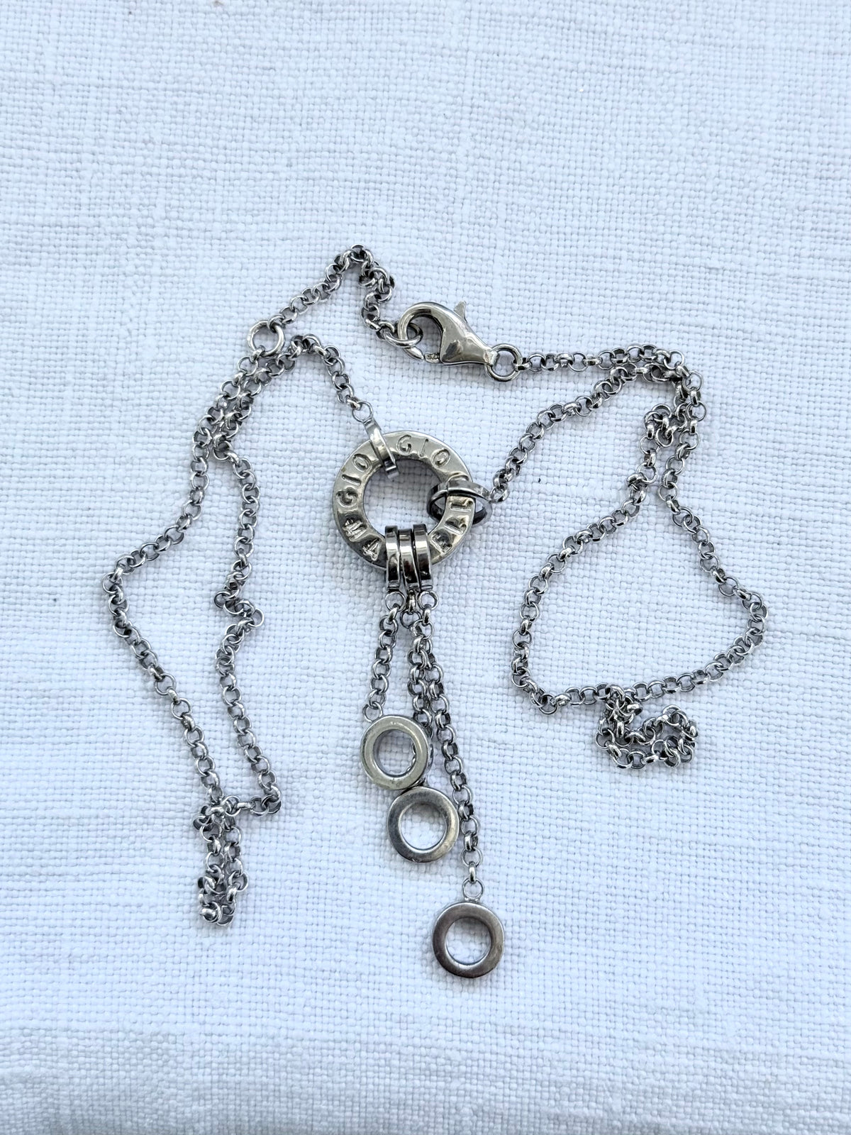 .925 Italian Giorgio Martello of Milano Italy silver charm dangle chain necklace