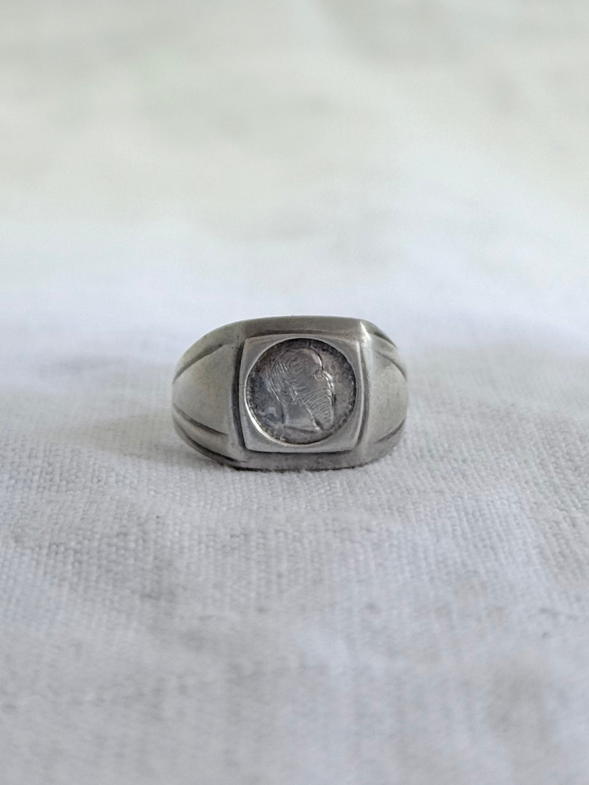 .1970s .925 silver classic revival Mexican Emperor Maximilian silver signet seal ring