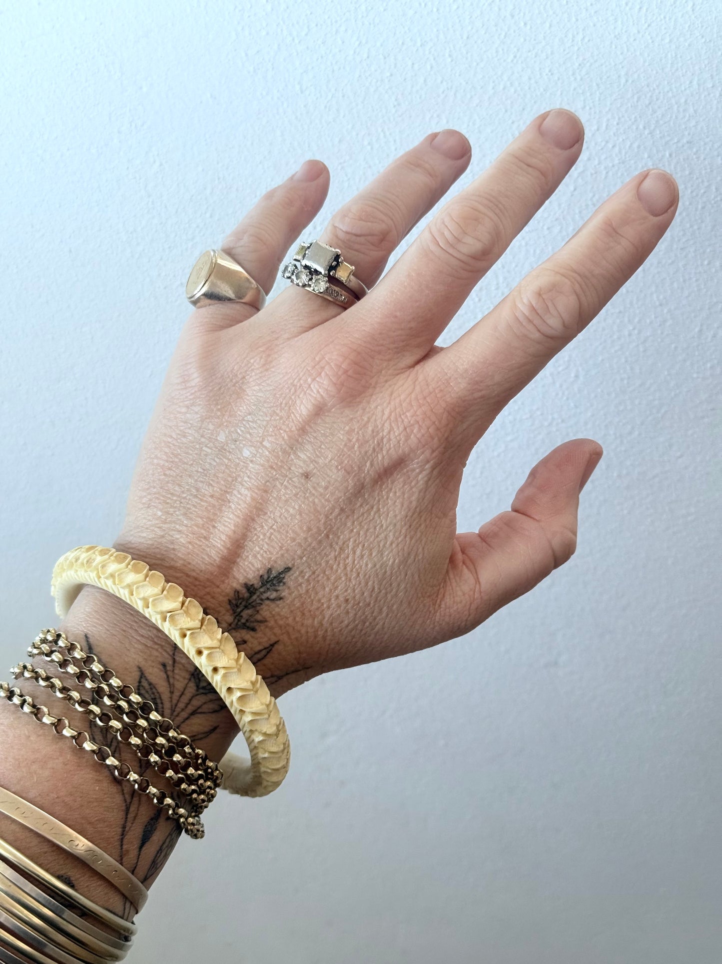 .1800s antique Victorian Romantic hearts love token pre ban ivory bone hand carved Victorian hearts finely pierced high detail carved ivory bone heirloom stack bangle