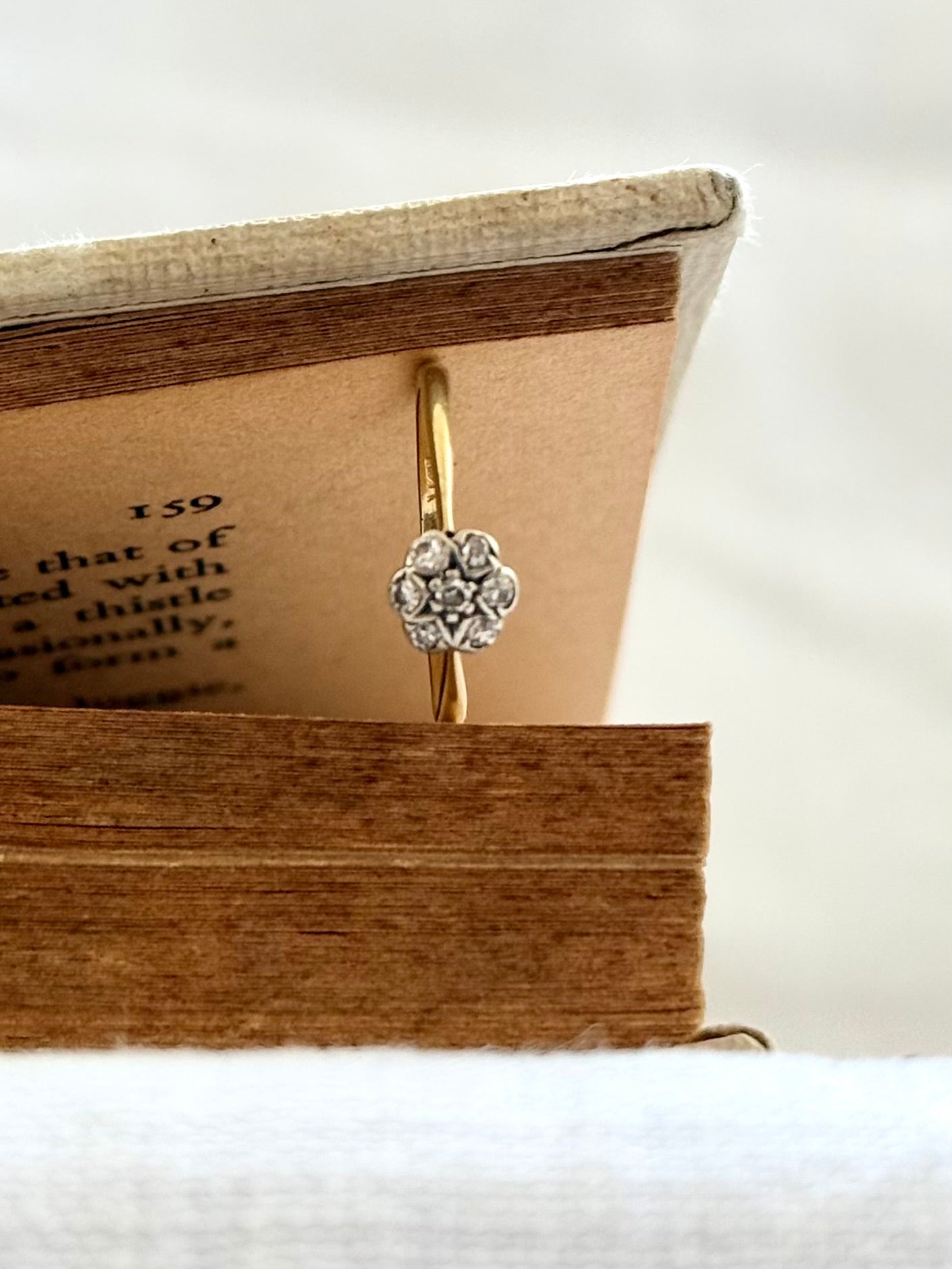 .18ct .1900s .7 diamond .750 yellow gold Diamond cluster Star Set Celestial antique heirloom diamond gold commitment ring engagement ring