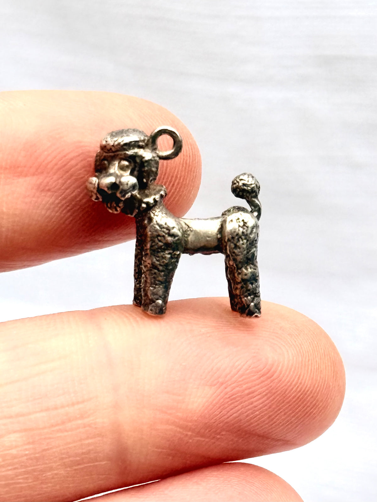 .925 silver well sized sweetest French Poodle dog retro quirky charming solid silver larger charm pendant