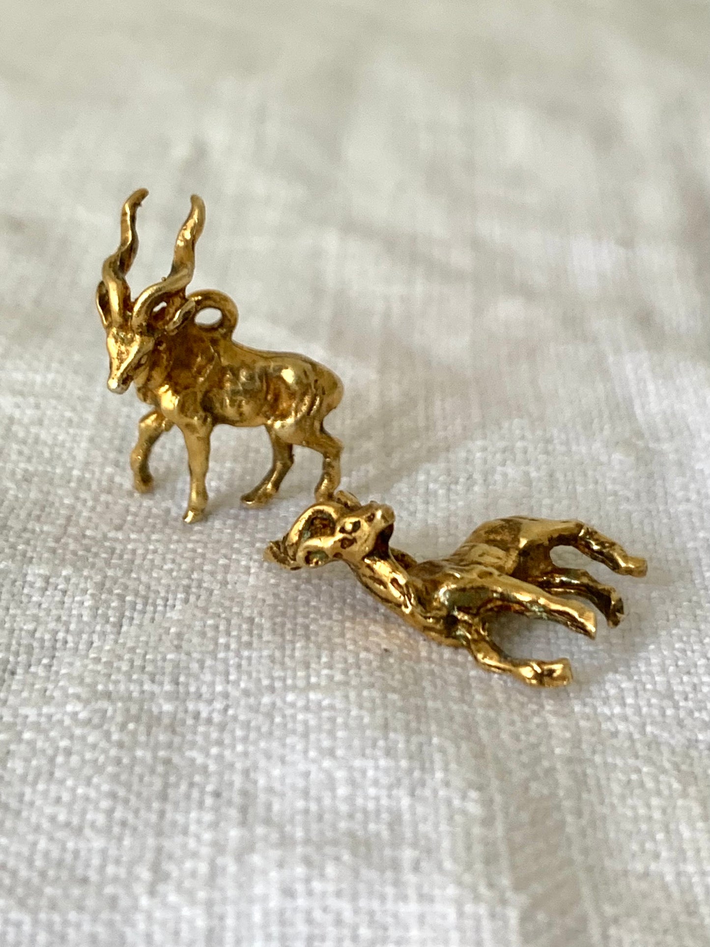 .925 1950s 1960s Antelope Bokkie Gold Fill Figural Buck Golden modernist mid century modern silver gold plated figural Charm pendant