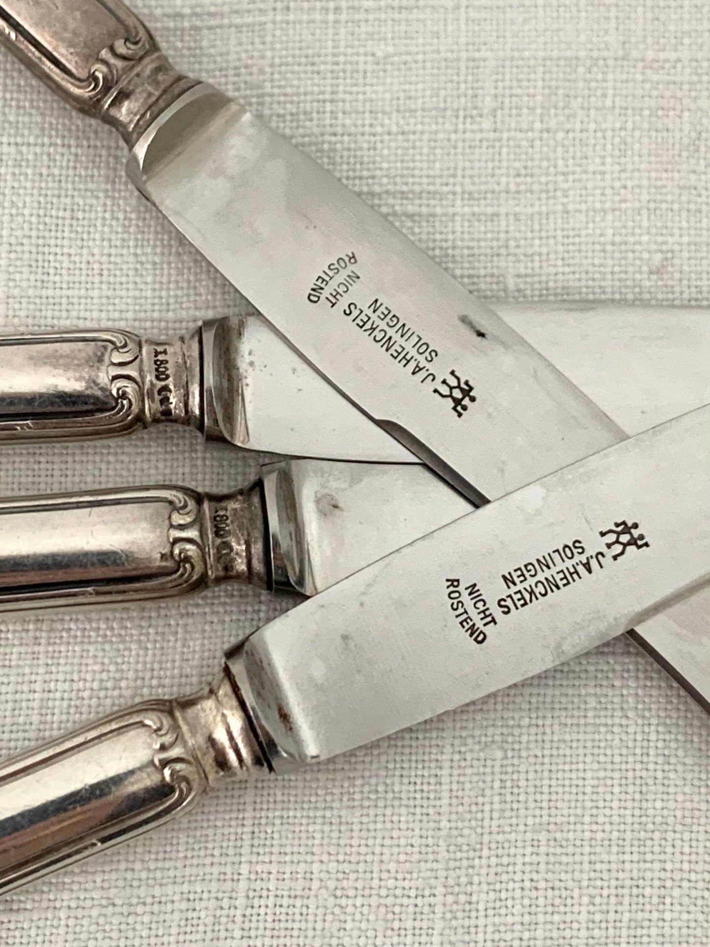 800 silver German vintage butter paté fruit knife set by acclaimed J.A. Henckels of Germany