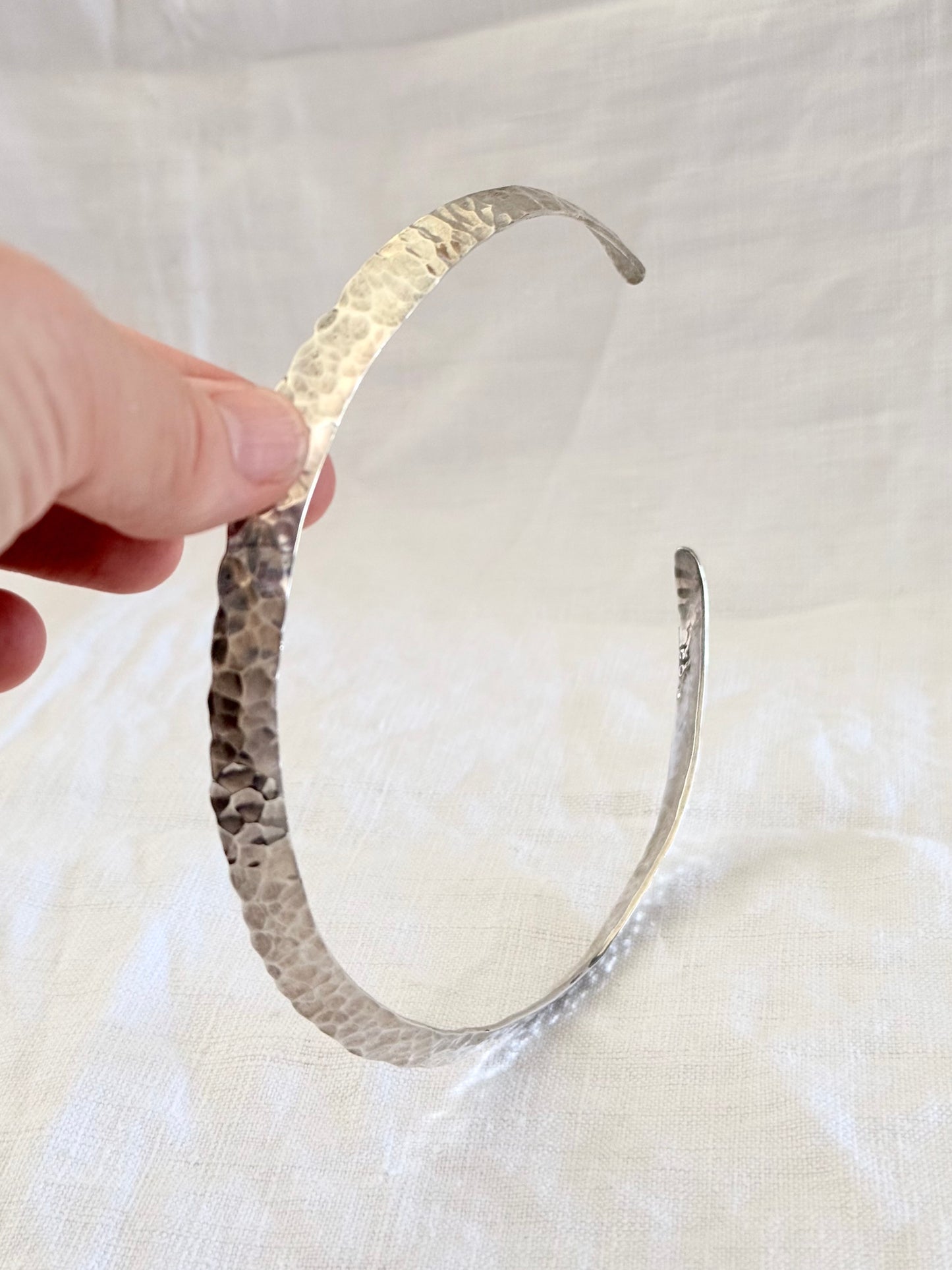 .1970s .990 artisan made hand made fine silver choker neck cuff bevelled solid silver art neckpiece