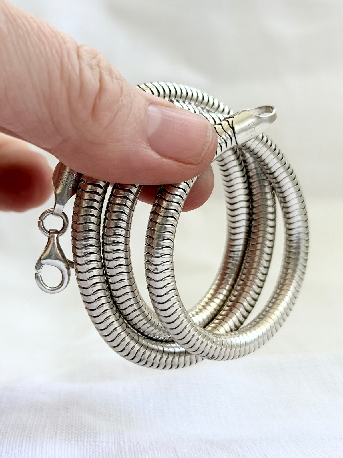.6mm thick .925 chunky modernist super thick slinky sterling silver Italy snake chain necklace