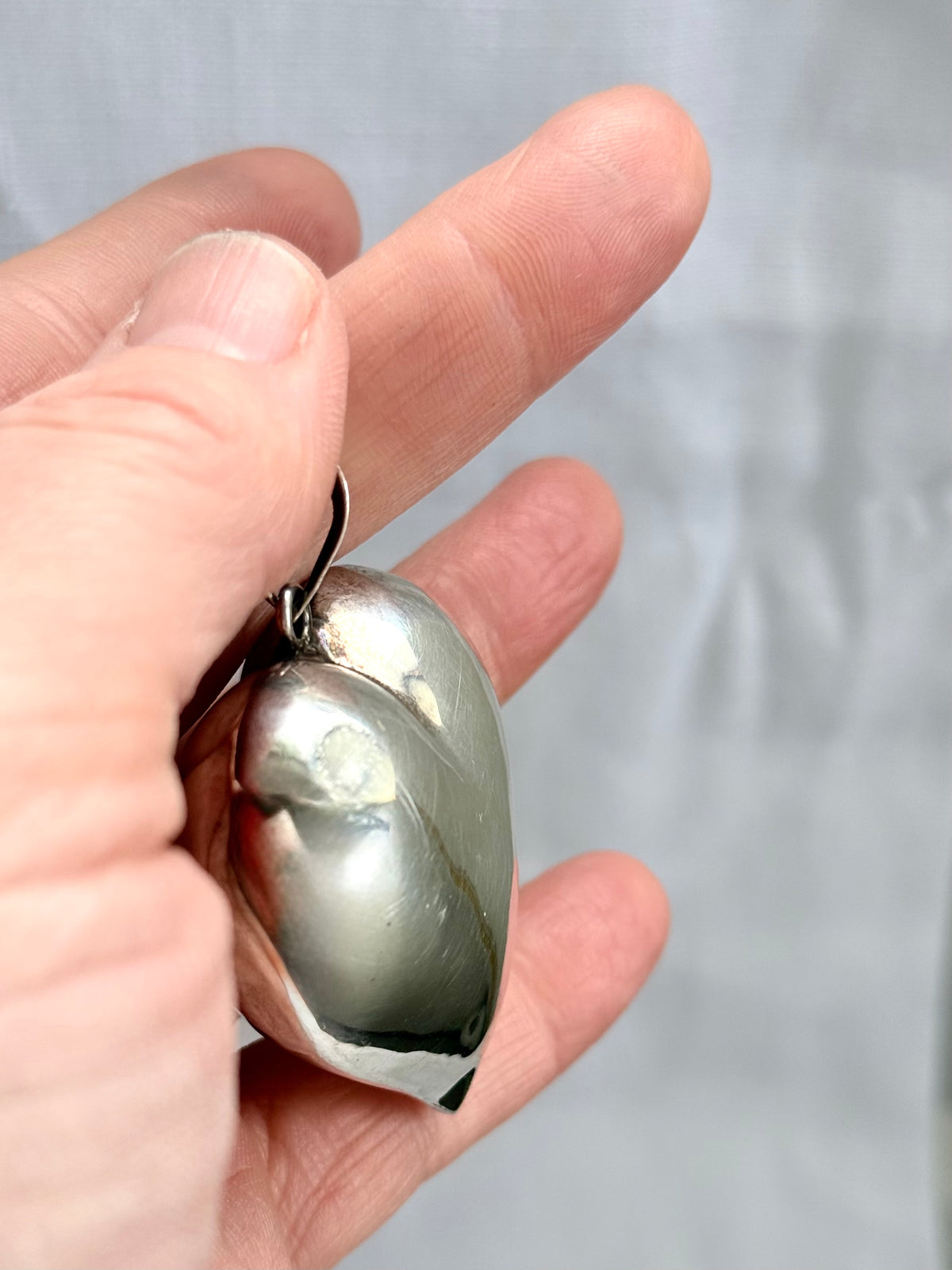 .1970s .925 Large Oversized puffy sterling silver romantic heart super sized love token pendant