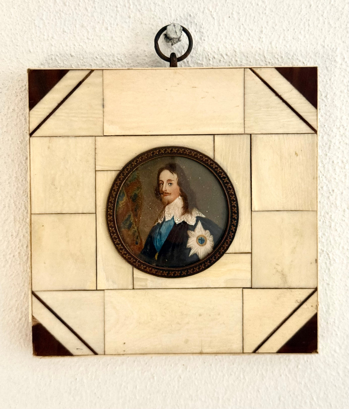 .1600s .1700s .1800s Baroque revival hand painted exceptional art framed PORTRAIT MINIATURE of King Charles I (1600 - 1649)