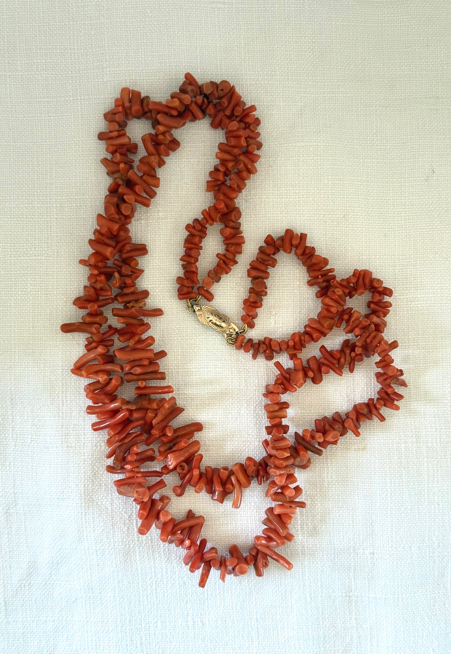 .1900s .2 strand double strand .375 .9ct gold Natural Red Salmon Sardinian Coral branch treasured heirloom double necklace