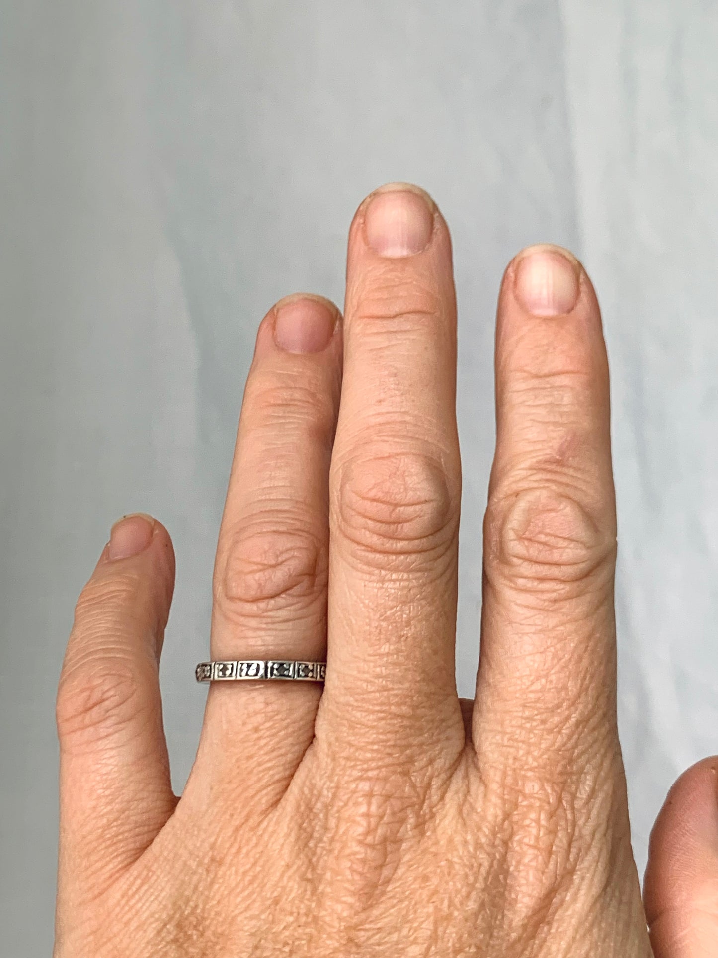 .17 antique mine cut diamond exquisite much desired Edwardian platinum 17 mine cut diamond eternity ring band