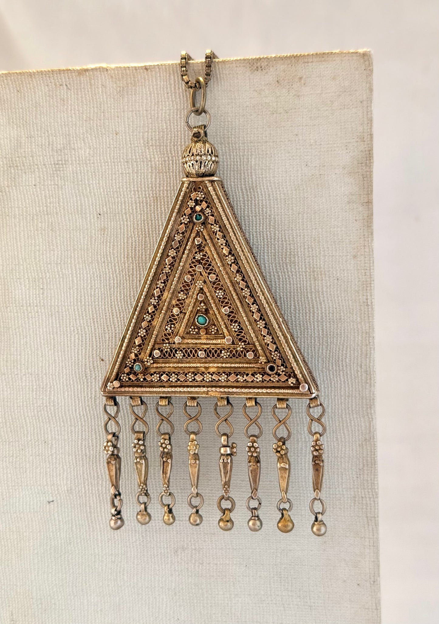.925 Bezalel Yemenite filigree gilt silver amulet pendant