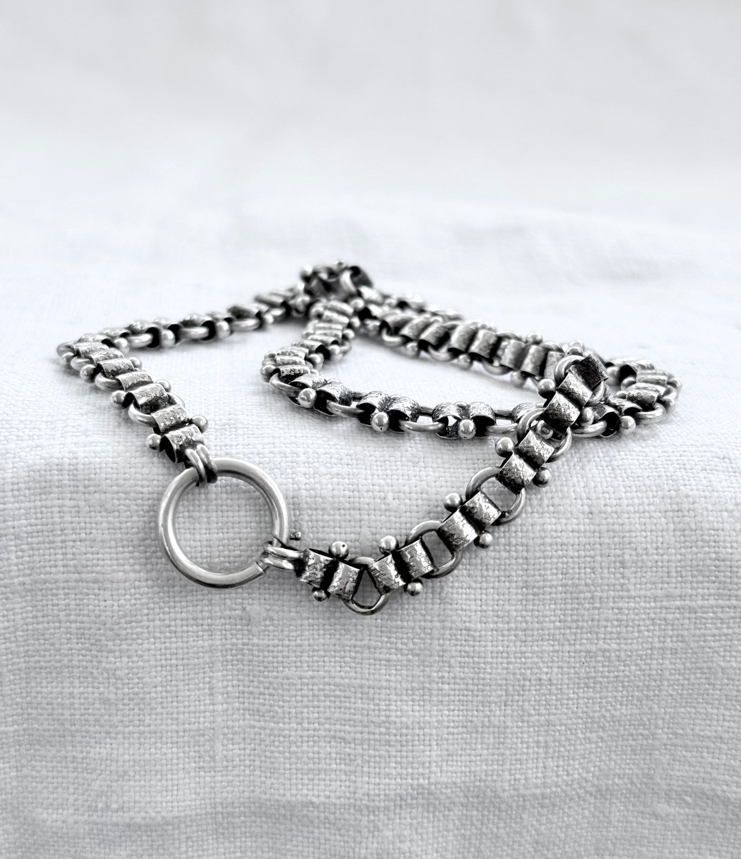 . 1880s .1890s .925 antique Victorian era rare Etruscan revival book chain collar necklace