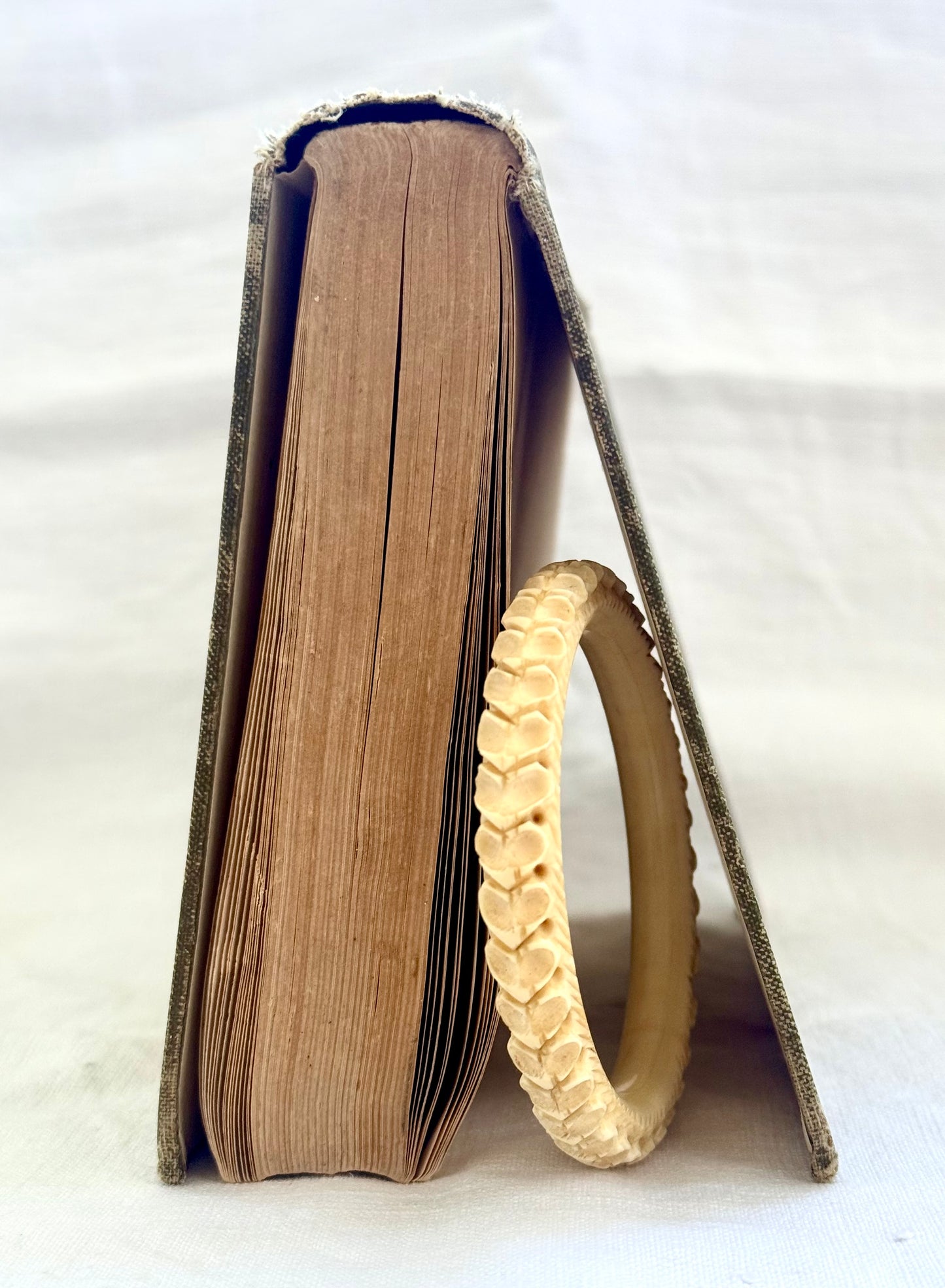 .1800s antique Victorian Romantic hearts love token pre ban ivory bone hand carved Victorian hearts finely pierced high detail carved ivory bone heirloom stack bangle