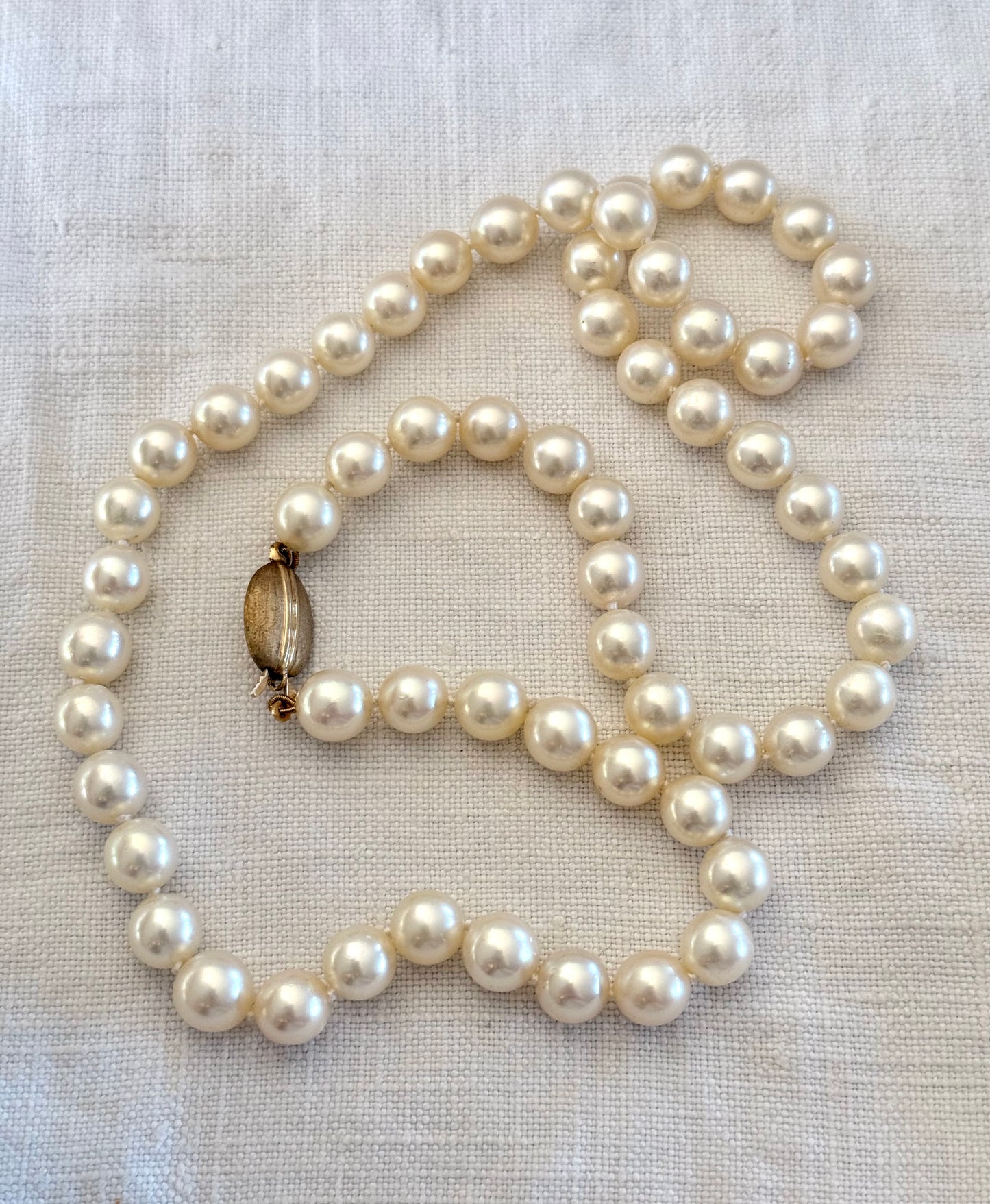 .375 .57.2cm long Akoya luxury large pearl necklace with studio crafted .9ct gold clasp heirloom pearlescent cream pearl string of real pearls necklace