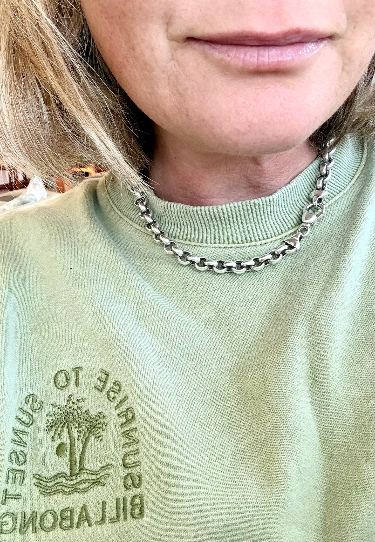 .925 classic modernist silver set chunky sterling silver oversized Rolo link modern lobster clasp modern silver chain necklace