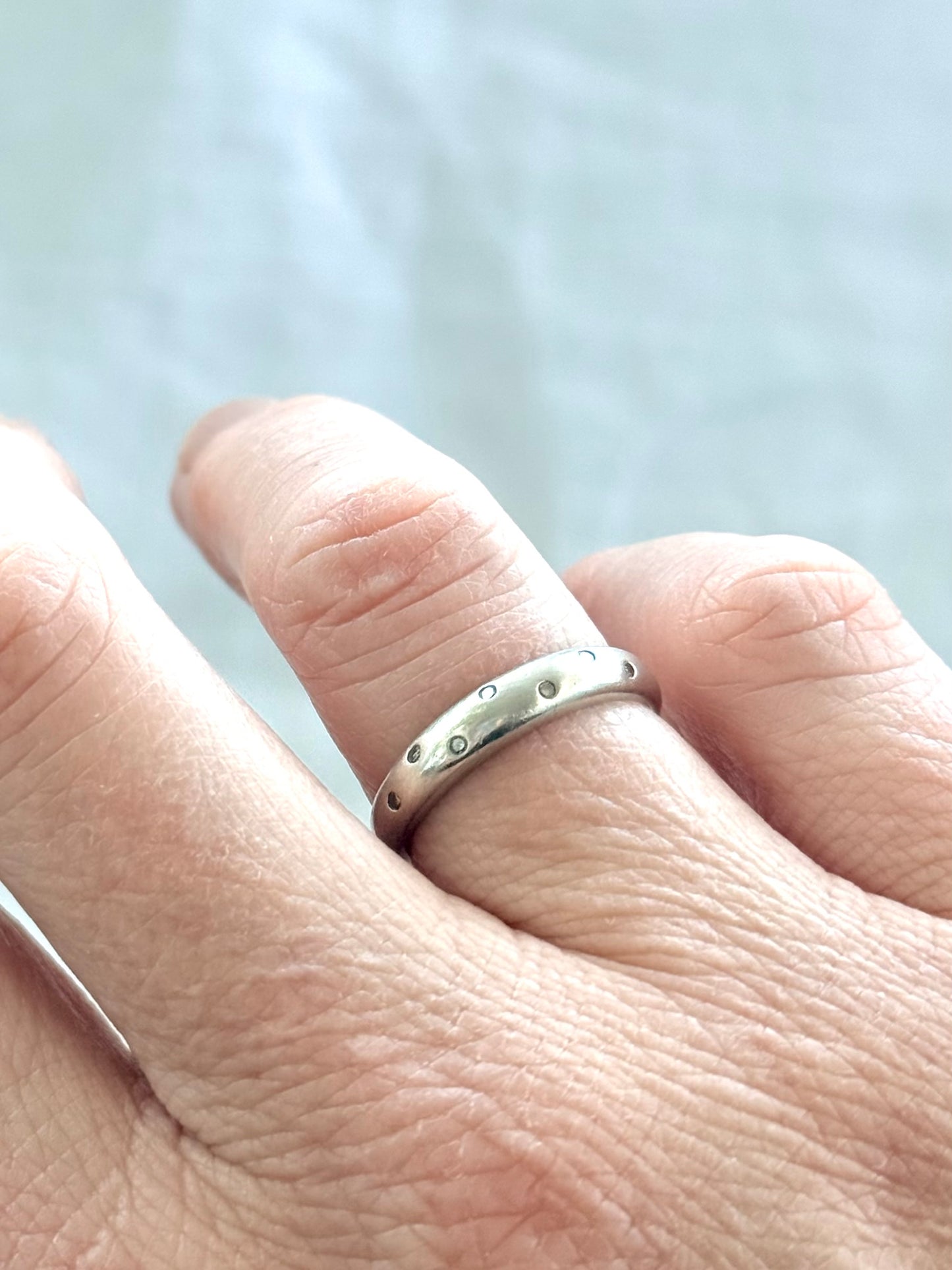 .375 .7 diamond .9ct gold modernist luxury white gold scattered diamond eternity ring band