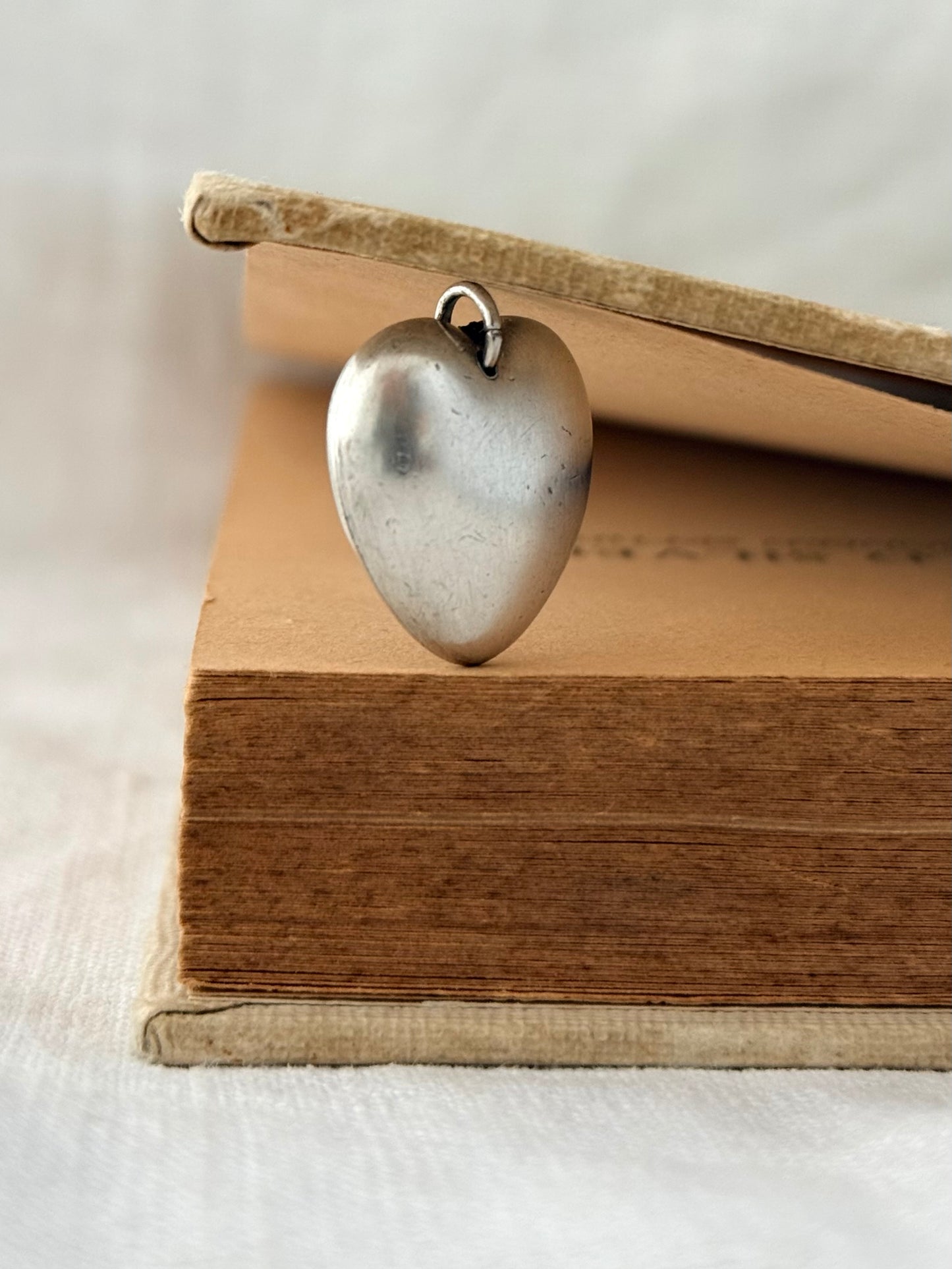 .1860s .1870s .925 antique Victorian lace agate puffy heart rare desirable pebble stone sweetheart love token pendant