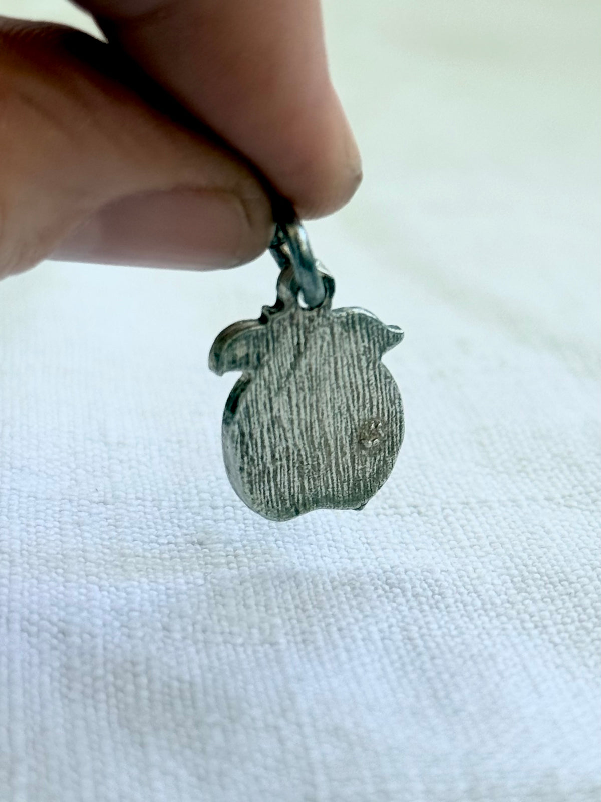 .925 Big Green Apple silver enamel quirky modern large charm pendant