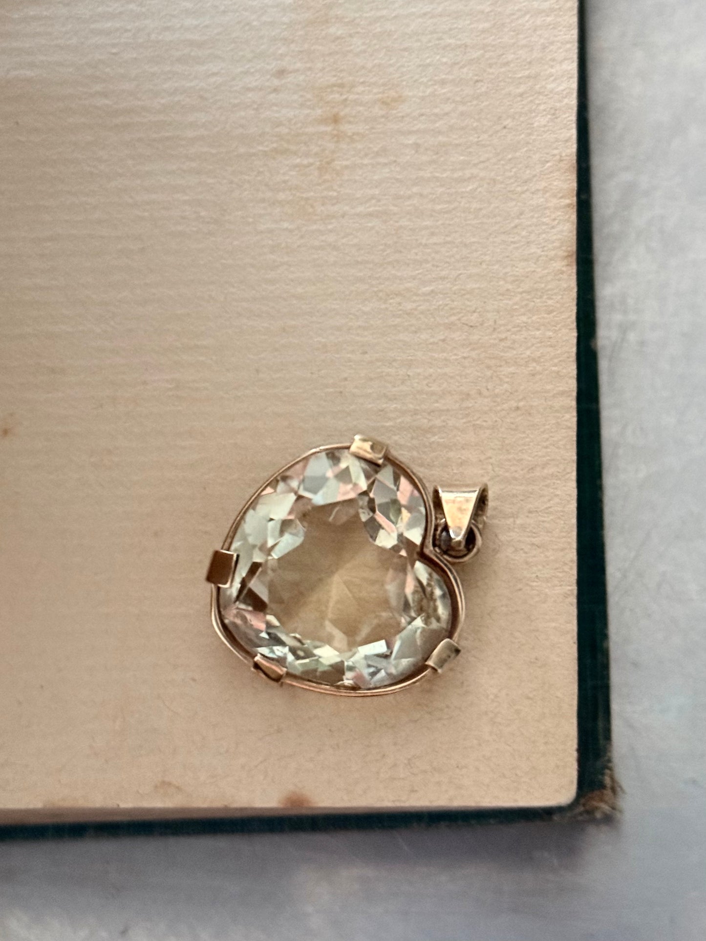 .1970s .1980s .25ct gemstone heart .9ct gold large heart light shade Smoky Quartz solid gold heart statement gemstone pendant