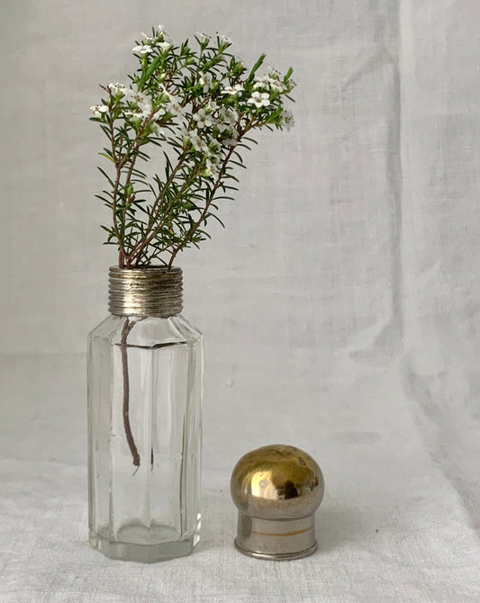 1910s antique cut glass silver metal vanity bottle perfume vessel