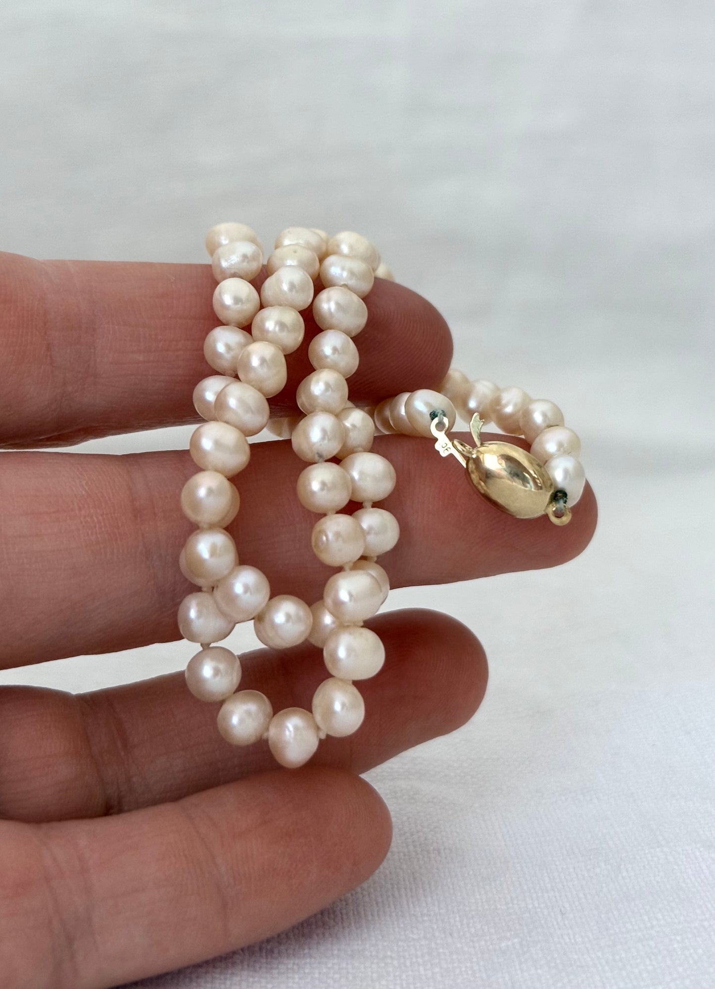 .375 .40cm long .9ct gold heirloom pearlescent pearl string of luxury real pearls necklace