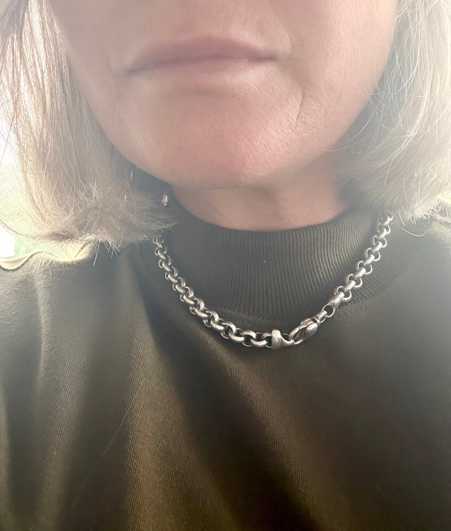 .925 classic modernist silver set chunky sterling silver oversized Rolo link modern lobster clasp modern silver chain necklace