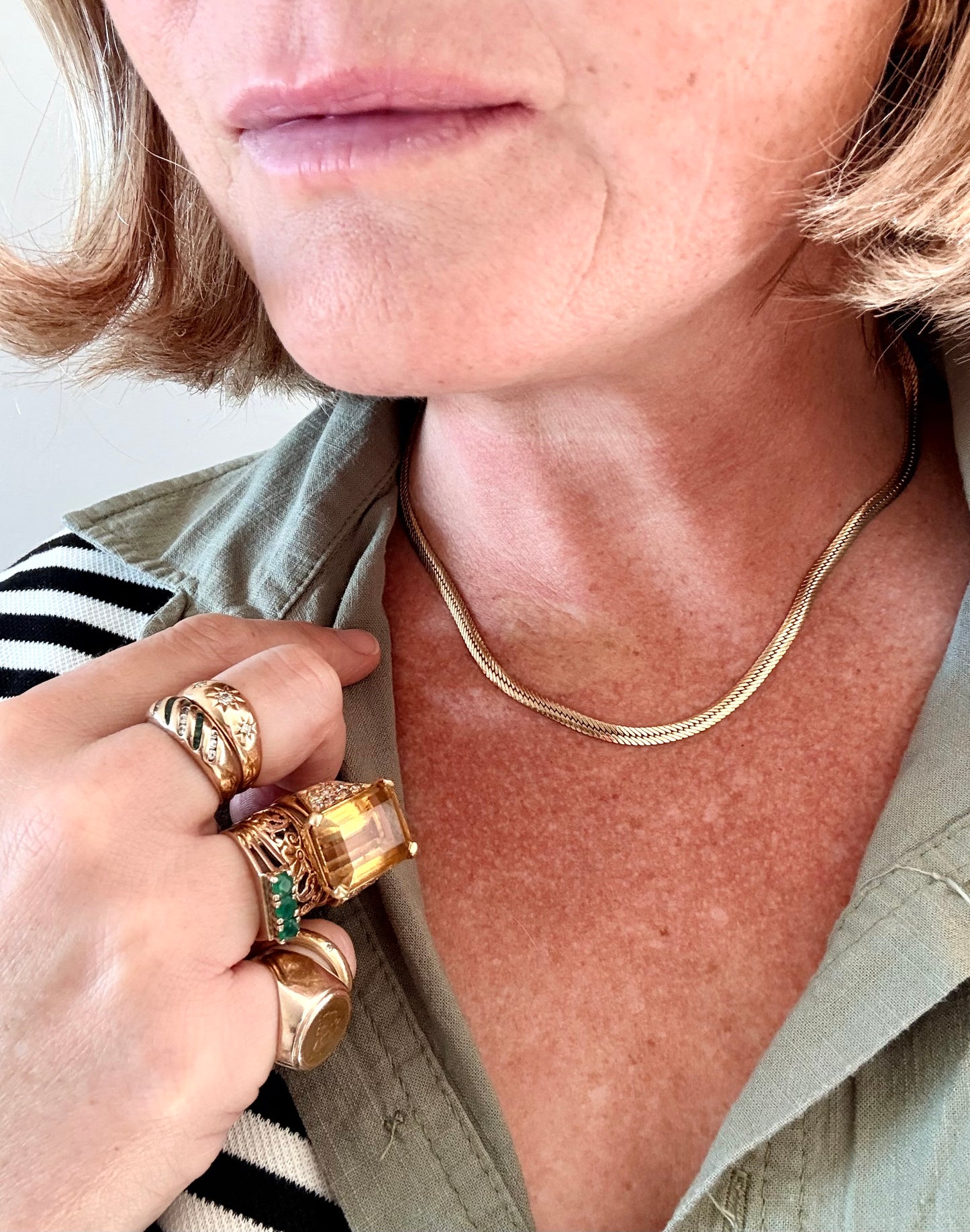 .1980s .375 .9ct gold modernist flat link solid luxury tight link flat link yellow gold classic snake chain link luxury 4mm wide gold chain necklace