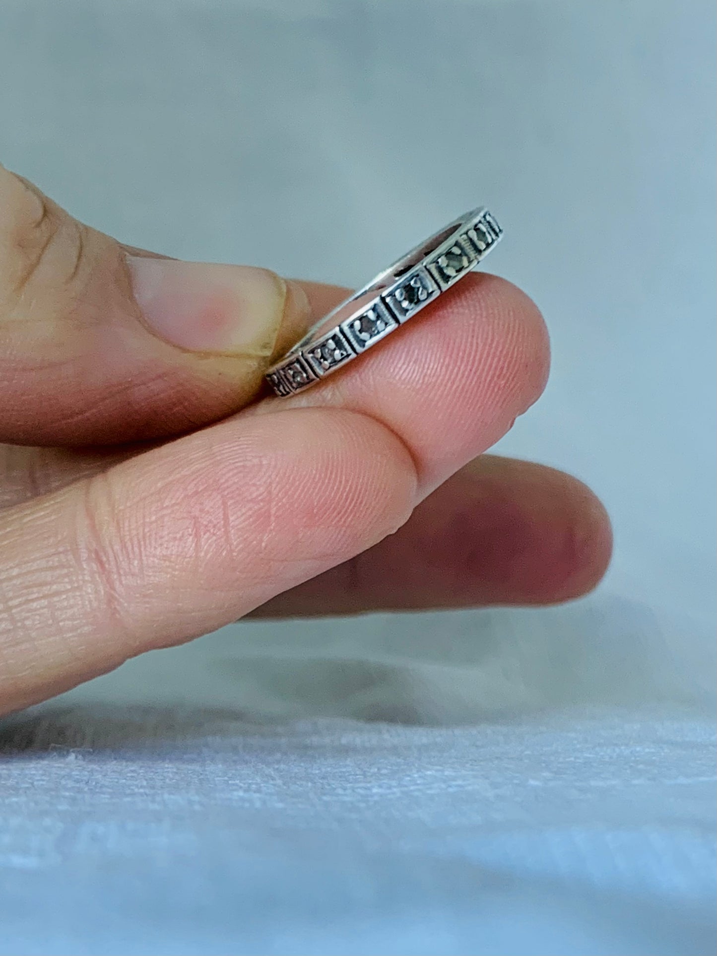 .17 antique mine cut diamond exquisite much desired Edwardian platinum 17 mine cut diamond eternity ring band