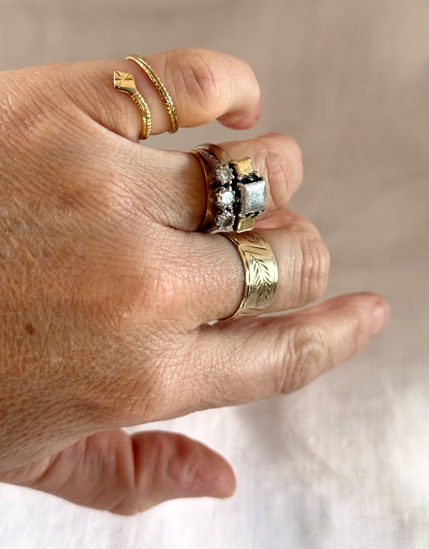 .1910s .1920s .20ct .833ct Arts & Crafts hand made high carat gold coiled serpent snake ring