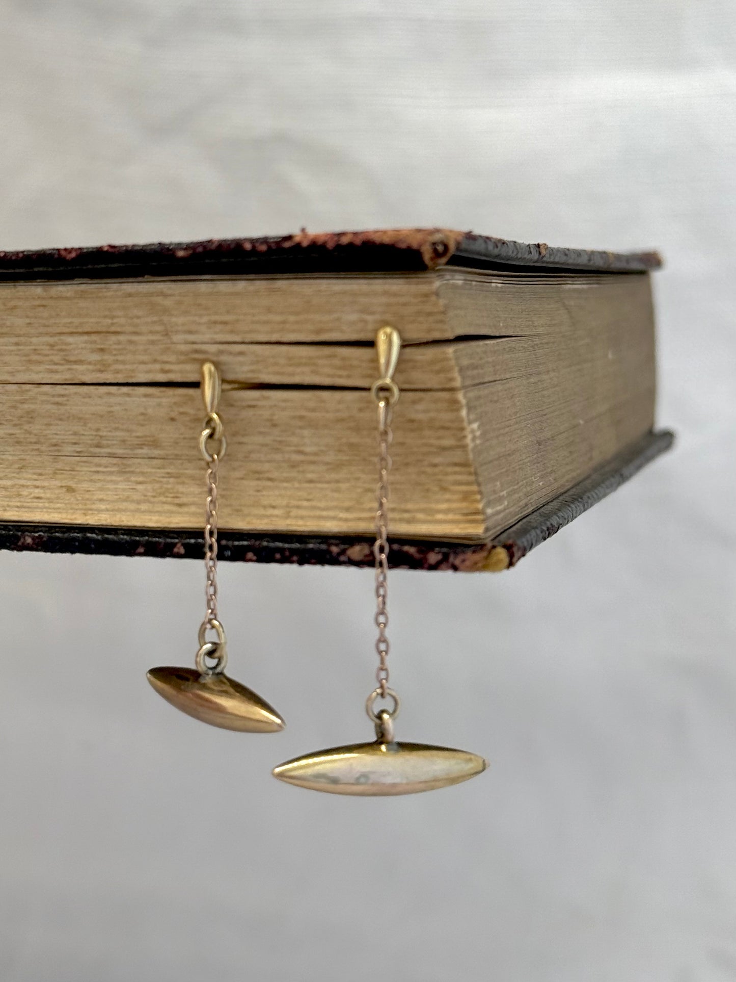 .375 9ct gold one of a kind torpedo drop gold dangle earrings